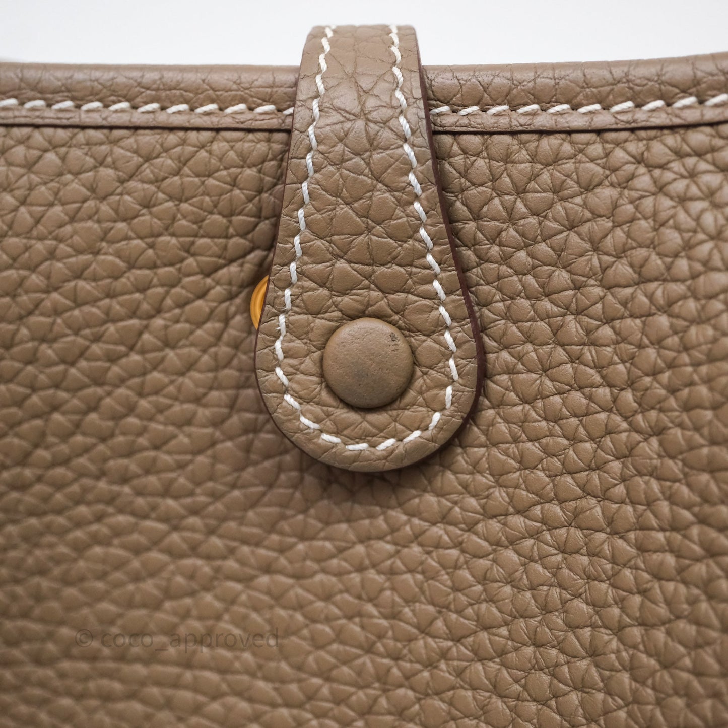 Hermès Mini Evelyne 16 Etoupe 18 Clemence Palladium Hardware Bleu Indigo Strap