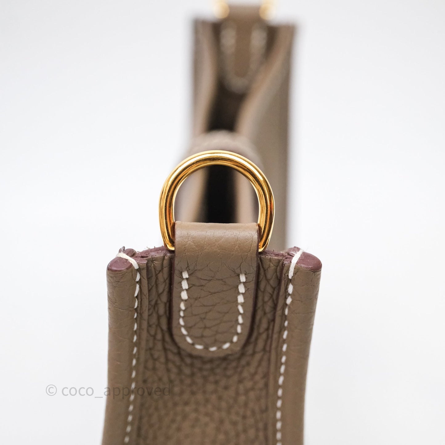Hermès Mini Evelyne 16 Etoupe 18 Clemence Palladium Hardware Bleu Indigo Strap
