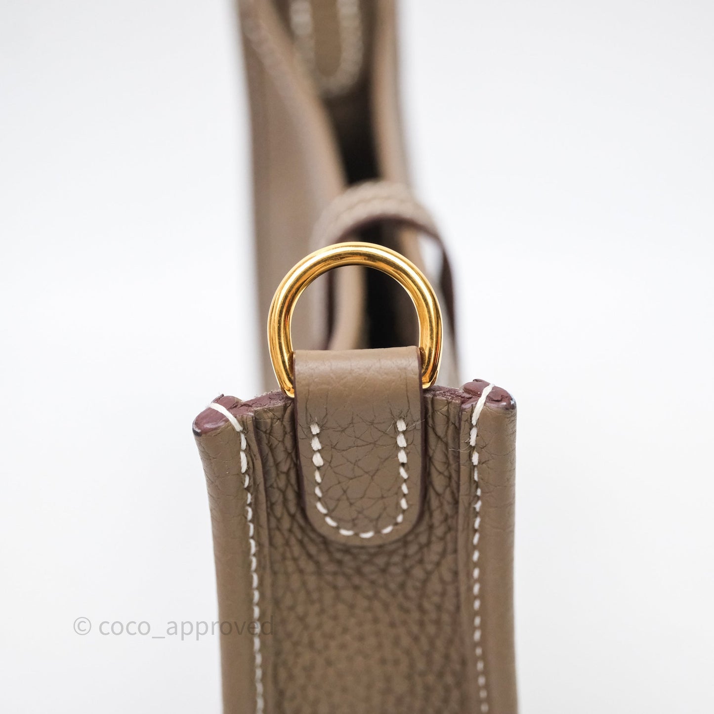 Hermès Mini Evelyne 16 Etoupe 18 Clemence Palladium Hardware Bleu Indigo Strap