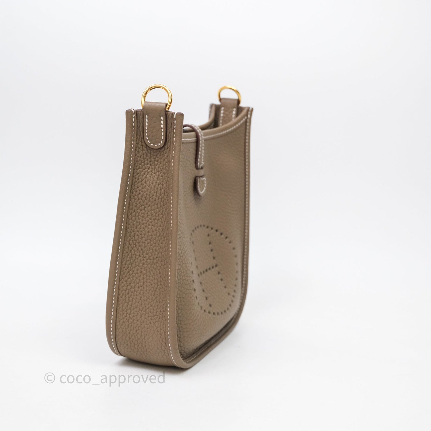 Hermès Mini Evelyne 16 Etoupe 18 Clemence Palladium Hardware Bleu Indigo Strap