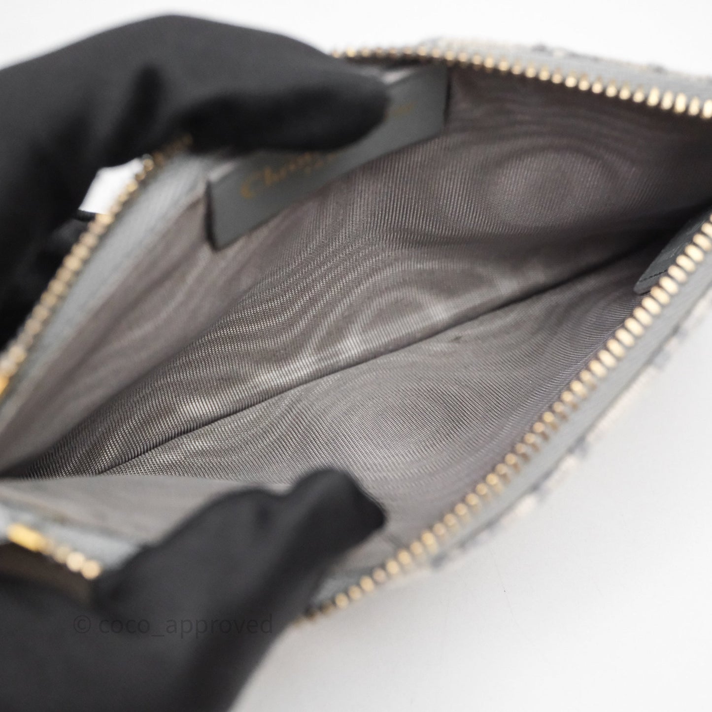 Christian Dior Saddle Chain Pouch Gray Oblique Jacquard
