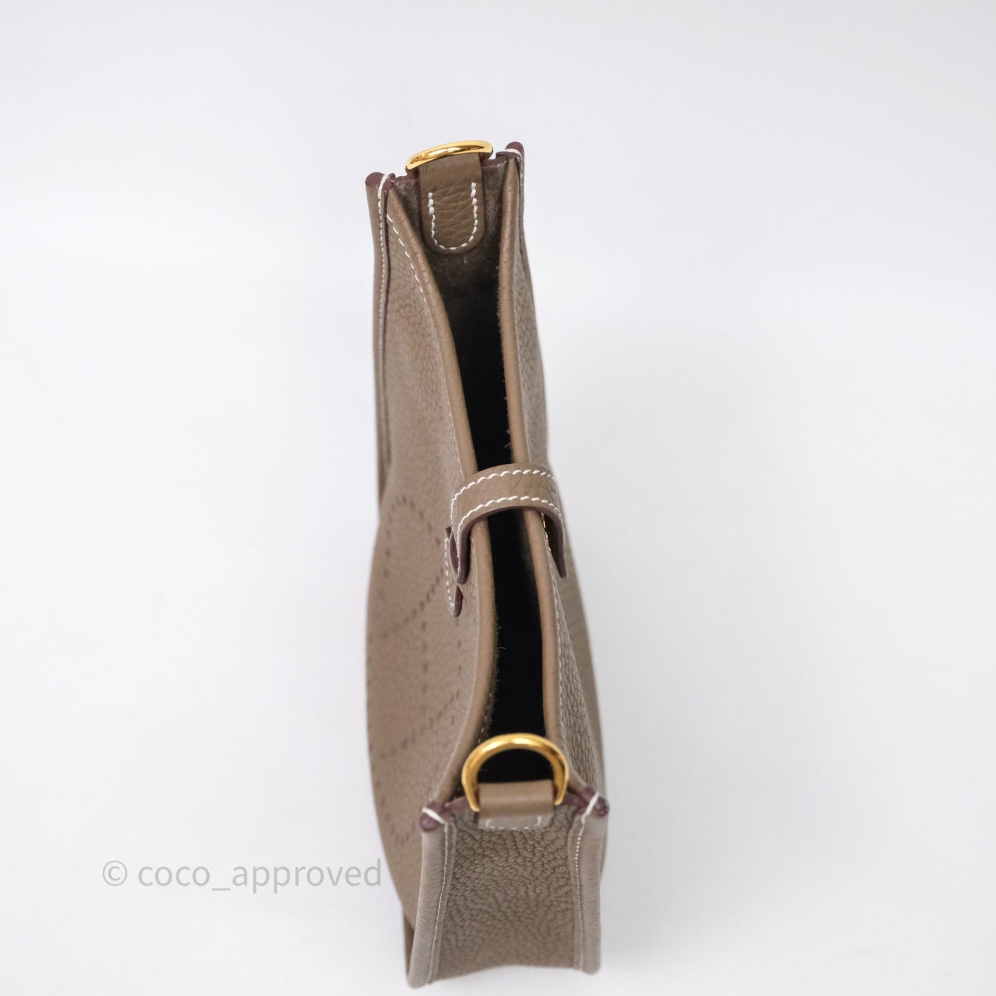 Hermès Mini Evelyne 16 Etoupe 18 Clemence Palladium Hardware Bleu Indigo Strap