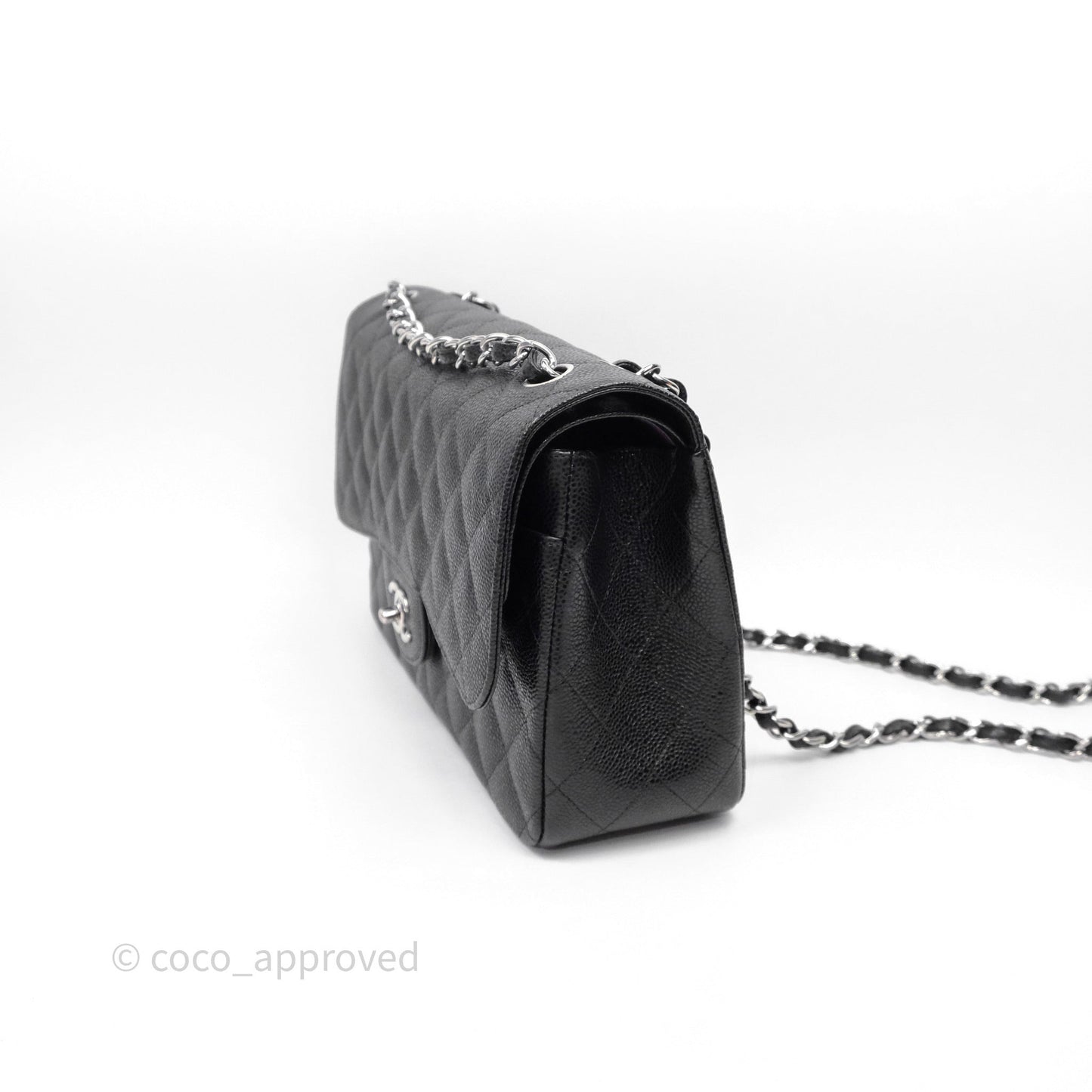 Chanel Jumbo Double Flap Black Caviar Silver Hardware⁣⁣