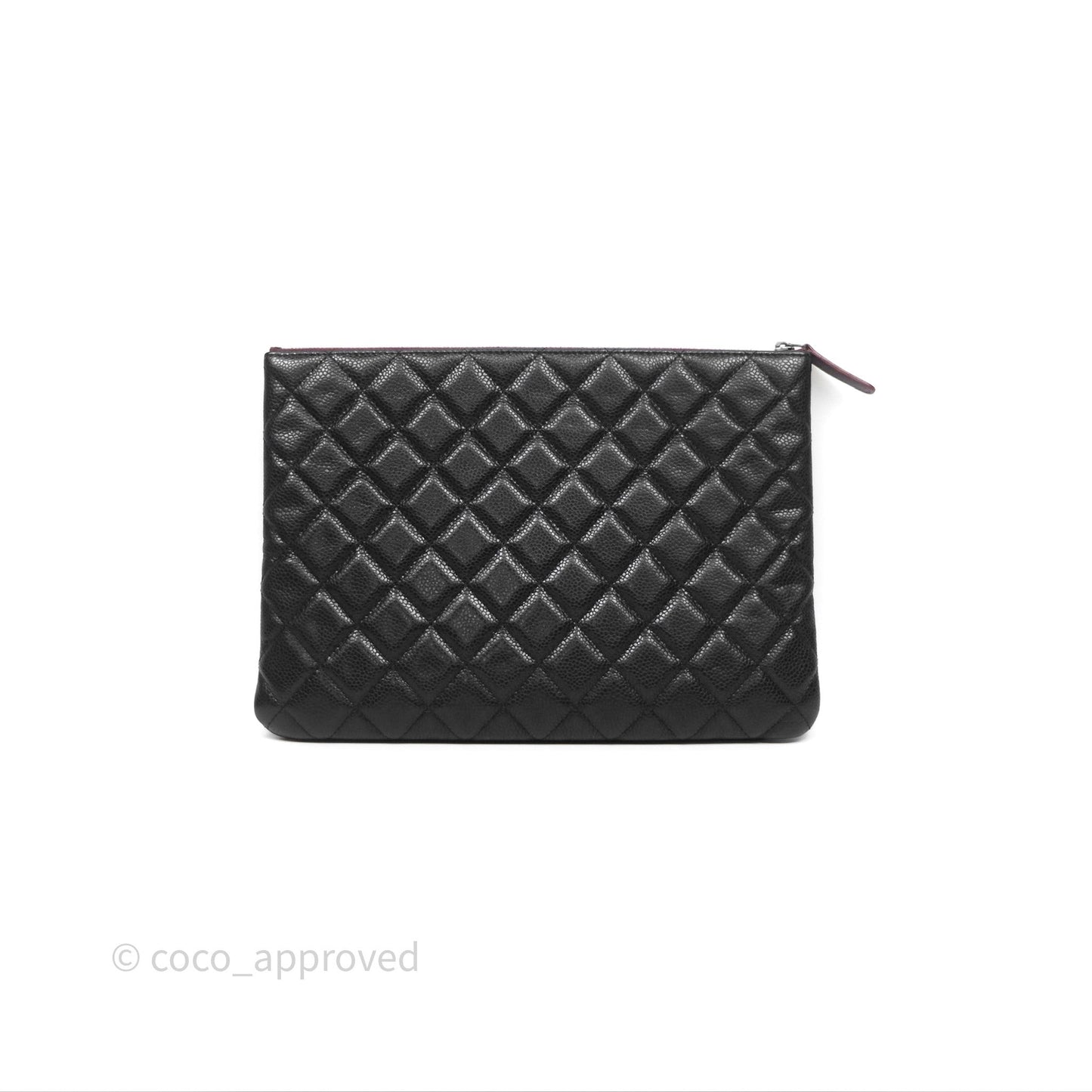 Chanel Medium Quilted O Case Black Caviar Ruthenium Hardware
