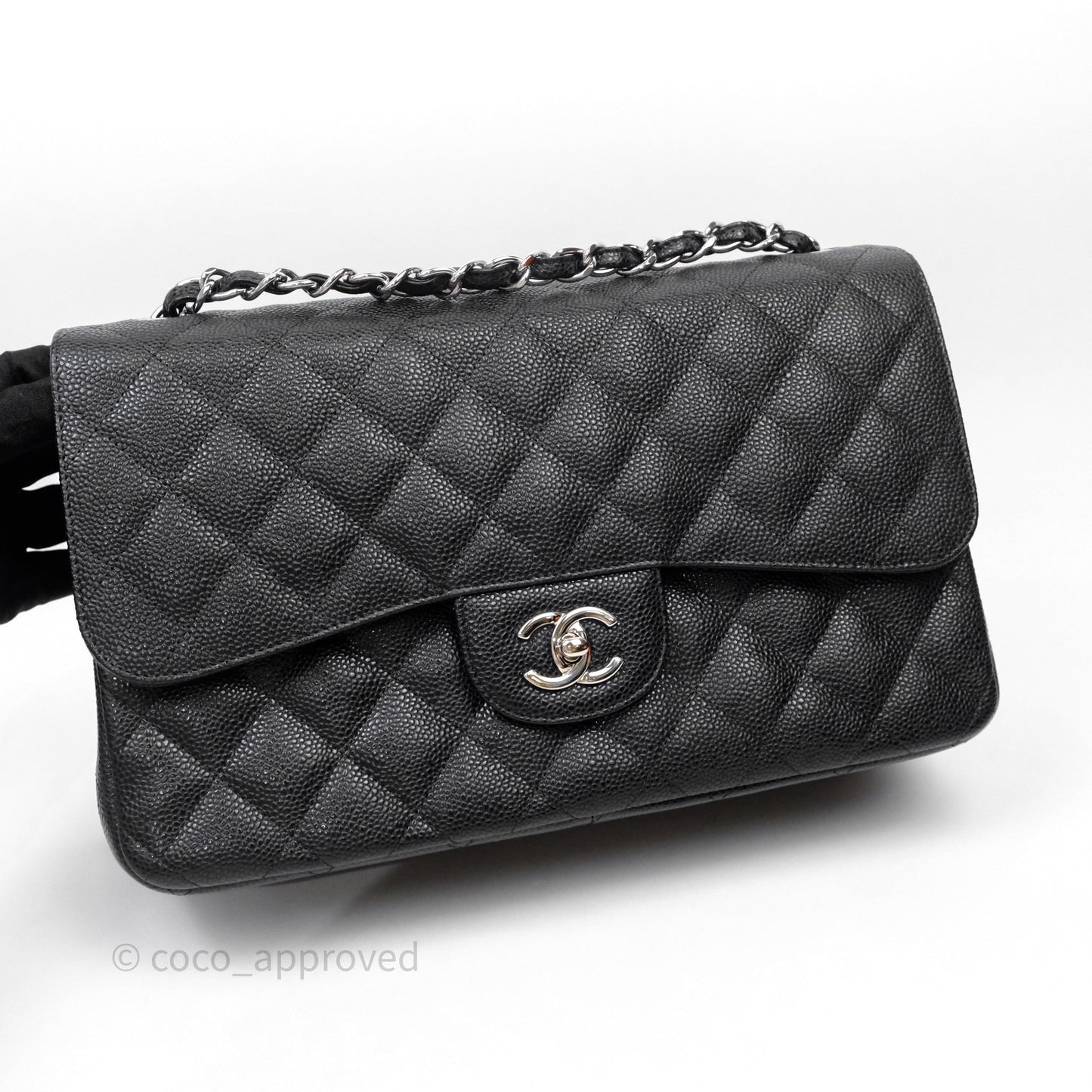 Chanel Jumbo Double Flap Black Caviar Silver Hardware⁣⁣