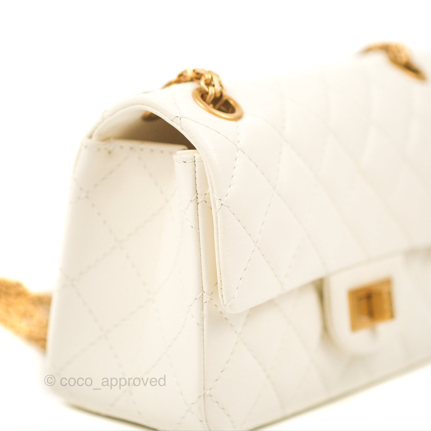 Chanel Mini Reissue 224 White Aged Calfskin Gold Hardware