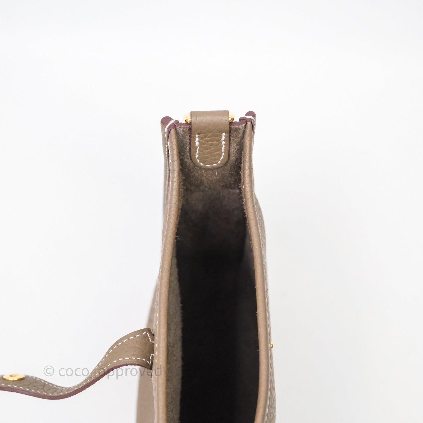 Hermès Mini Evelyne 16 Etoupe 18 Clemence Palladium Hardware Bleu Indigo Strap