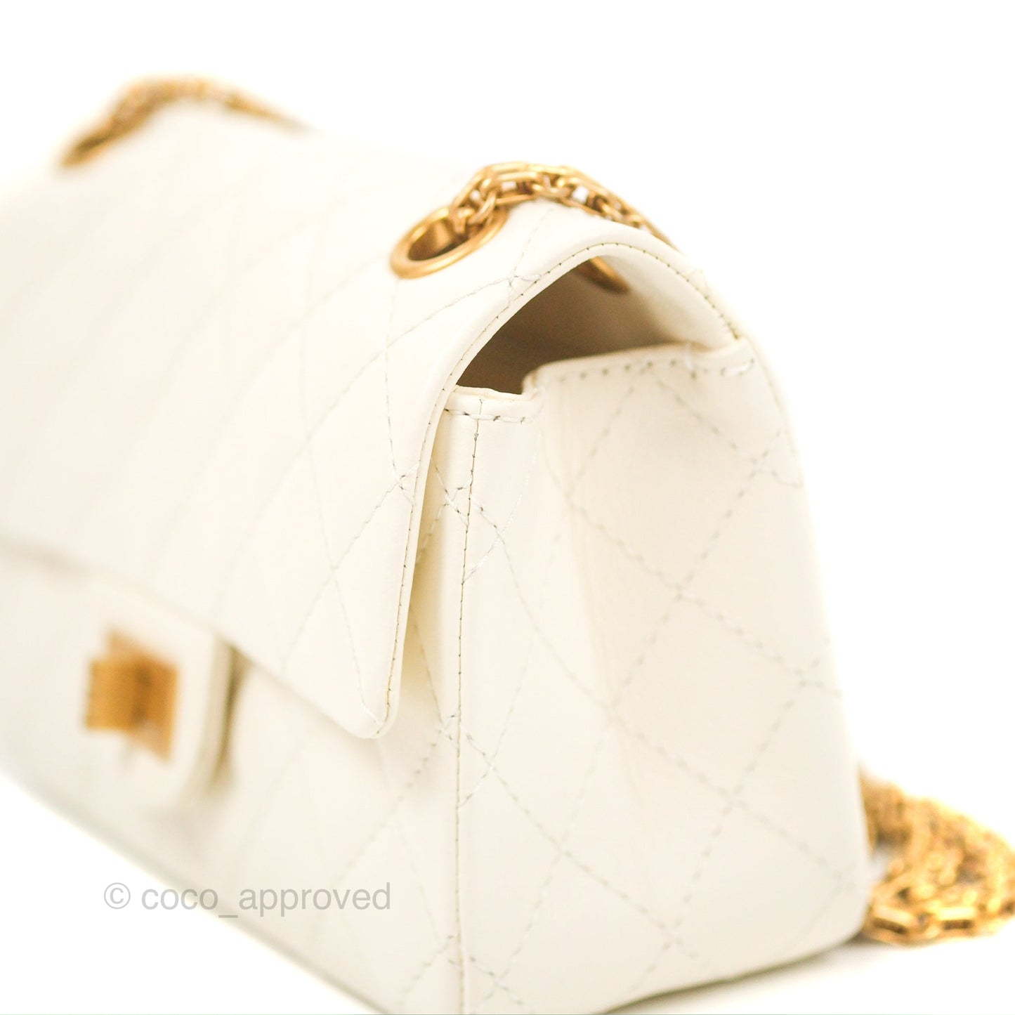 Chanel Mini Reissue 224 White Aged Calfskin Gold Hardware