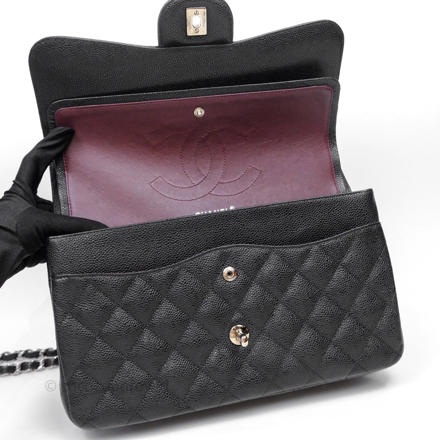 Chanel Jumbo Double Flap Black Caviar Silver Hardware⁣⁣