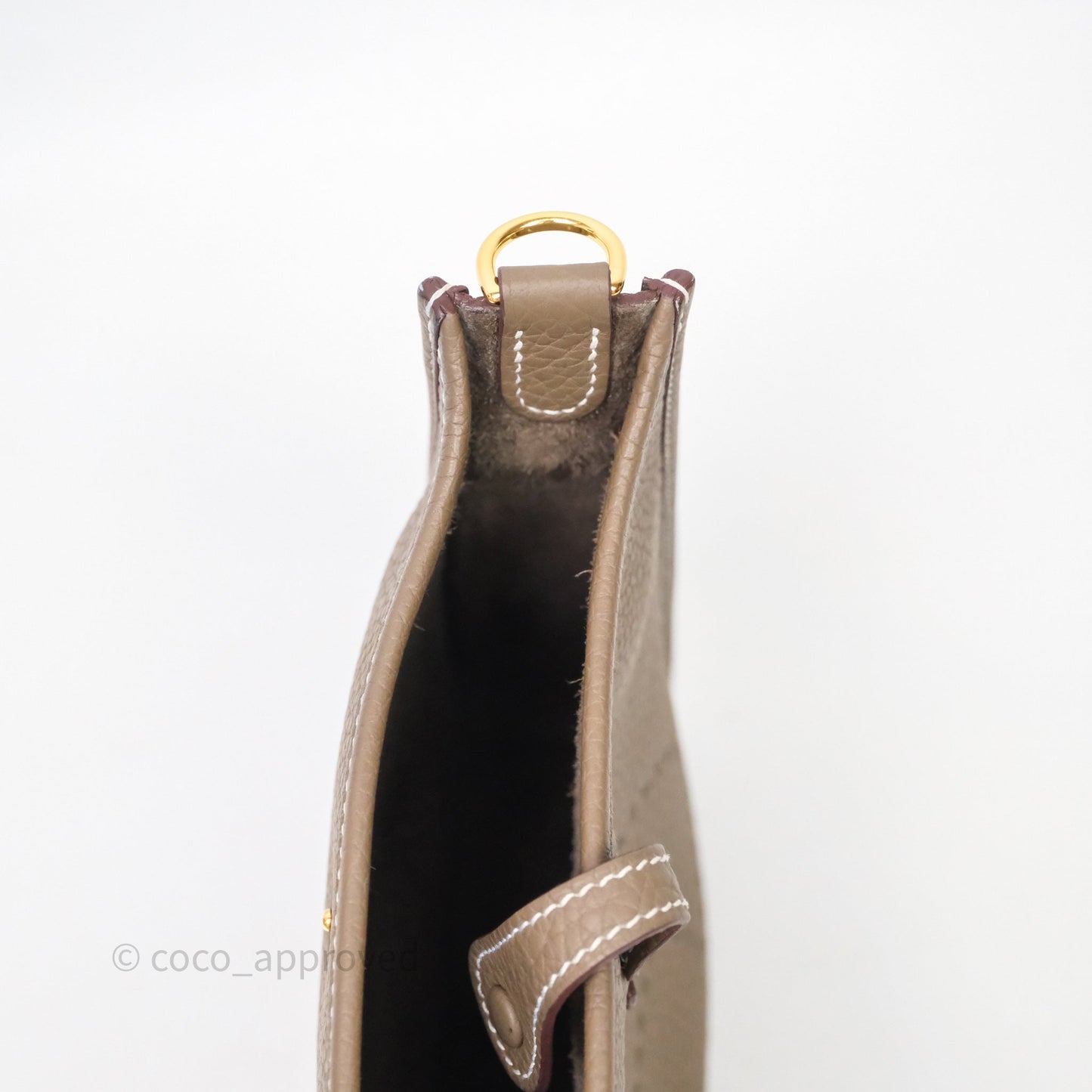 Hermès Mini Evelyne 16 Etoupe 18 Clemence Palladium Hardware Bleu Indigo Strap