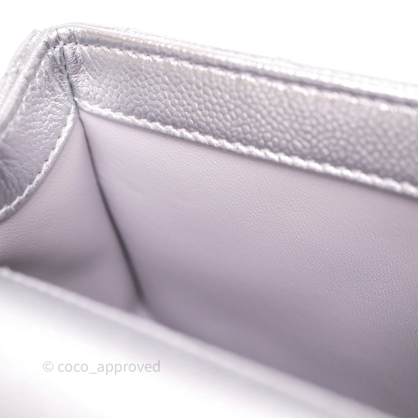 Chanel Quilted Mini Rectangular With Enamel CC Adjustable Chain Metallic Silver Caviar