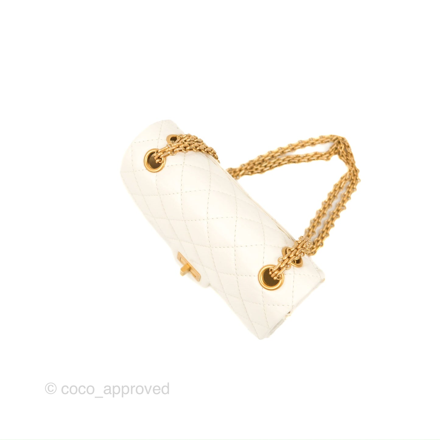 Chanel Mini Reissue 224 White Aged Calfskin Gold Hardware