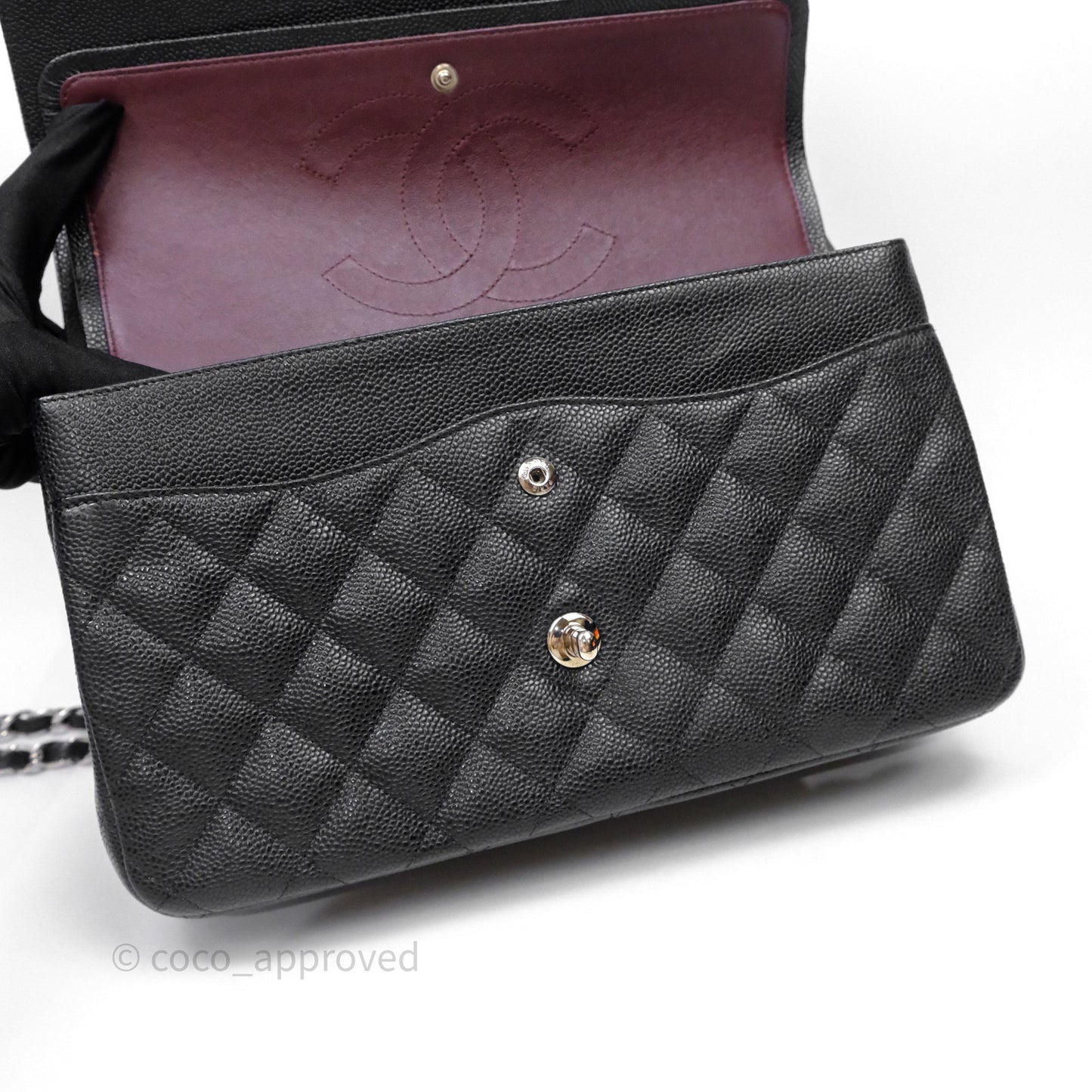 Chanel Jumbo Double Flap Black Caviar Silver Hardware⁣⁣
