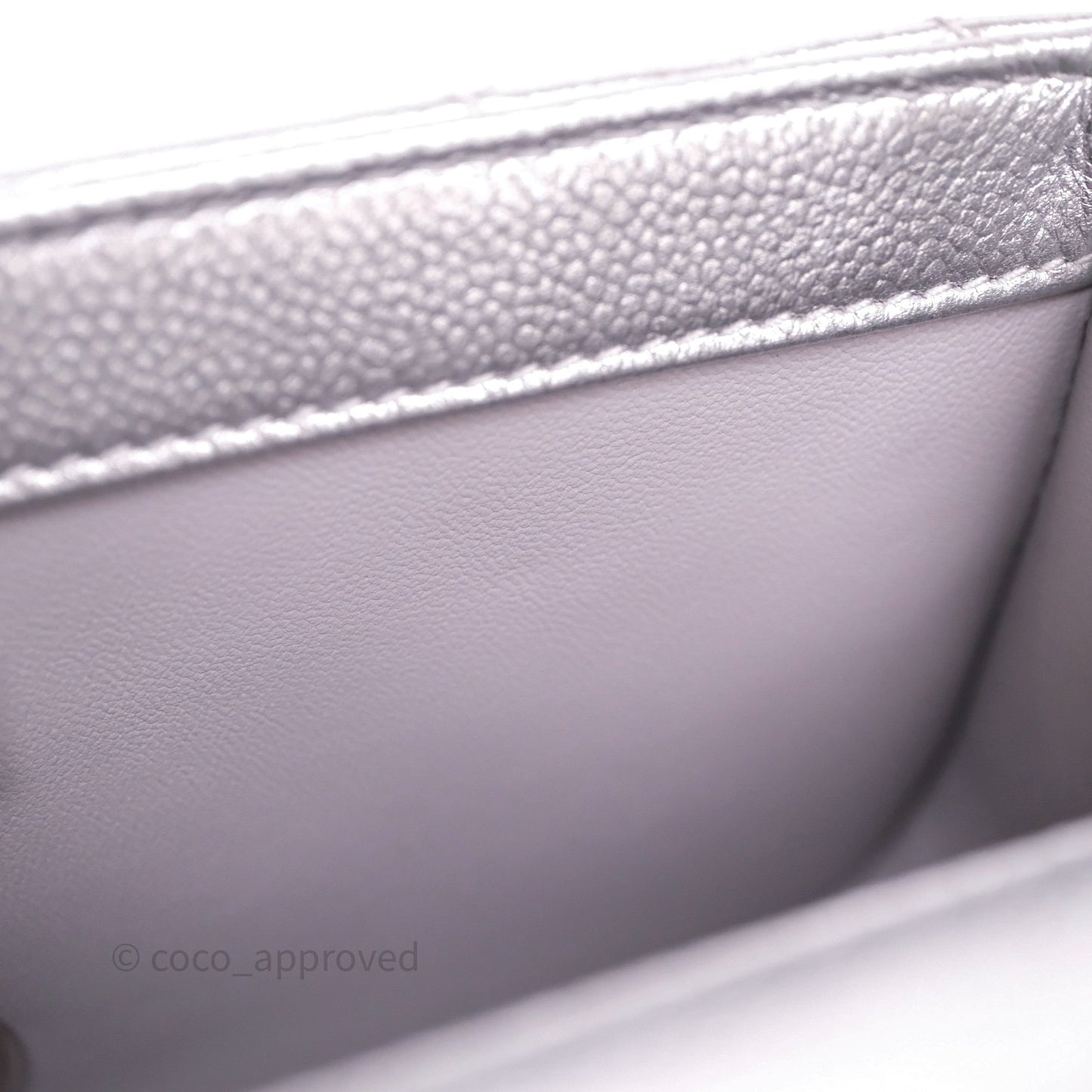 Chanel Quilted Mini Rectangular With Enamel CC Adjustable Chain Metallic Silver Caviar