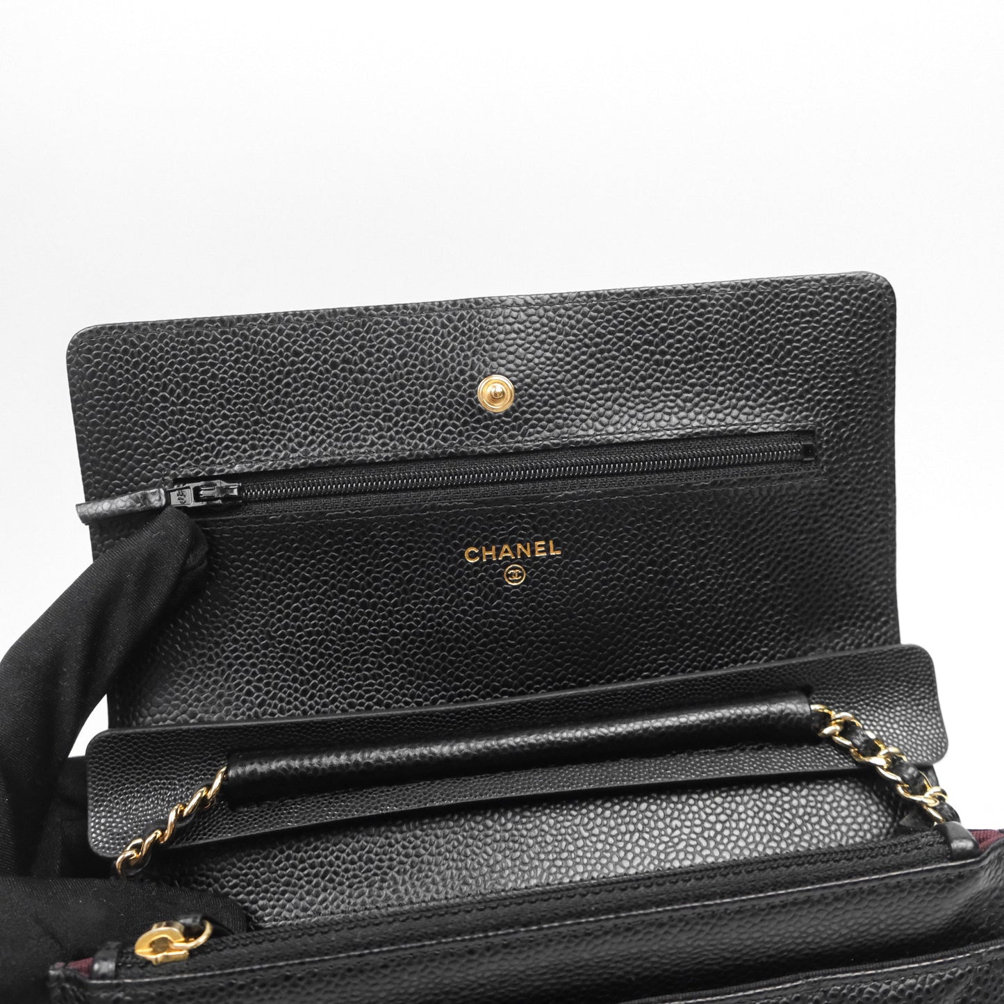 Chanel Quilted WOC Black Caviar Gold Hardware