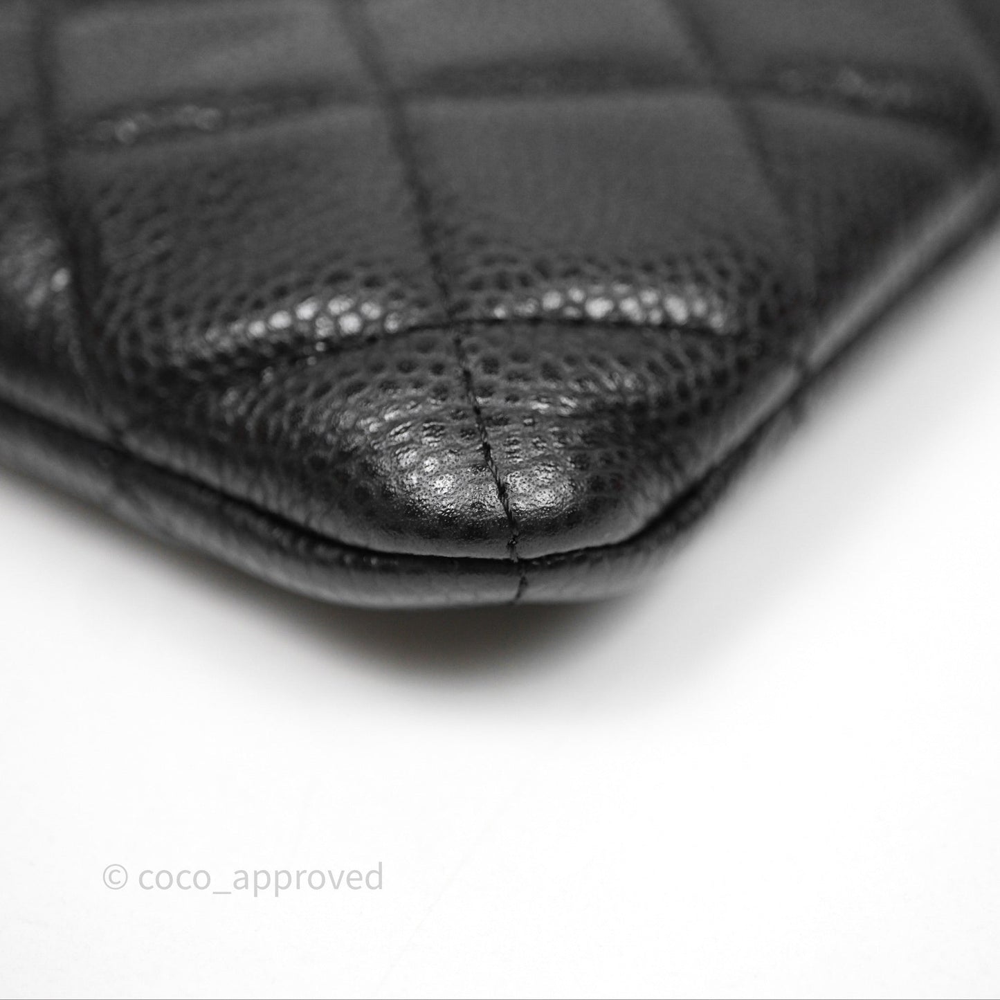 Chanel Medium Quilted O Case Black Caviar Ruthenium Hardware