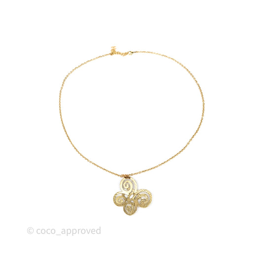 Chanel CC Butterfly Necklace Gold Tone 22S