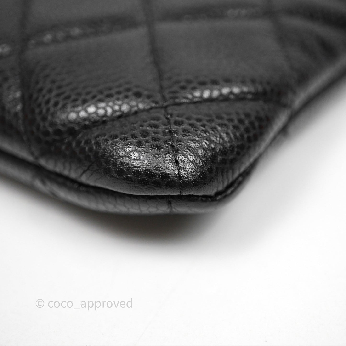 Chanel Medium Quilted O Case Black Caviar Ruthenium Hardware