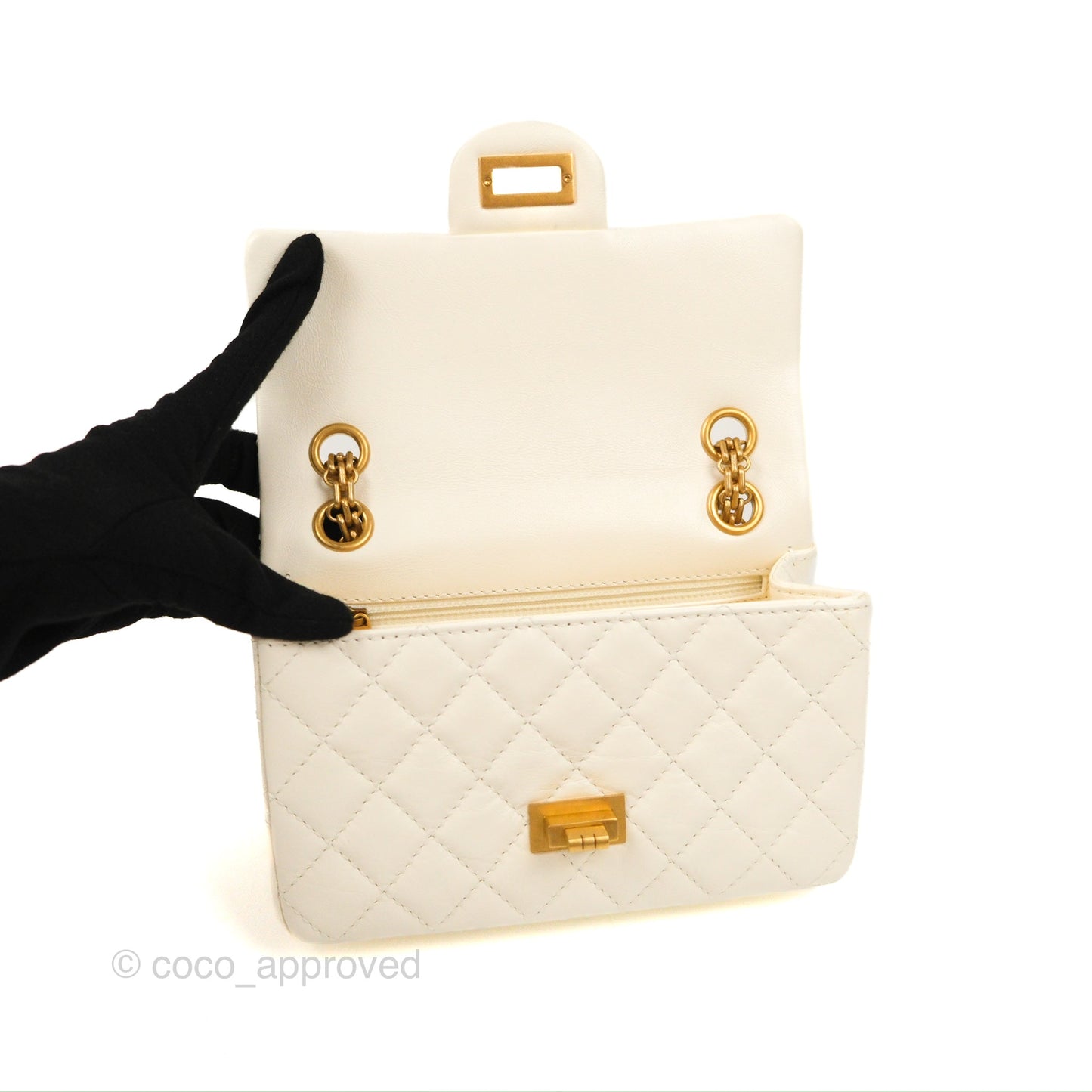 Chanel Mini Reissue 224 White Aged Calfskin Gold Hardware