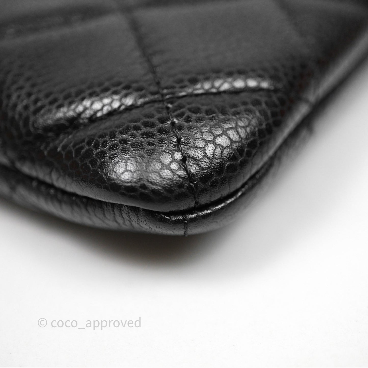 Chanel Medium Quilted O Case Black Caviar Ruthenium Hardware