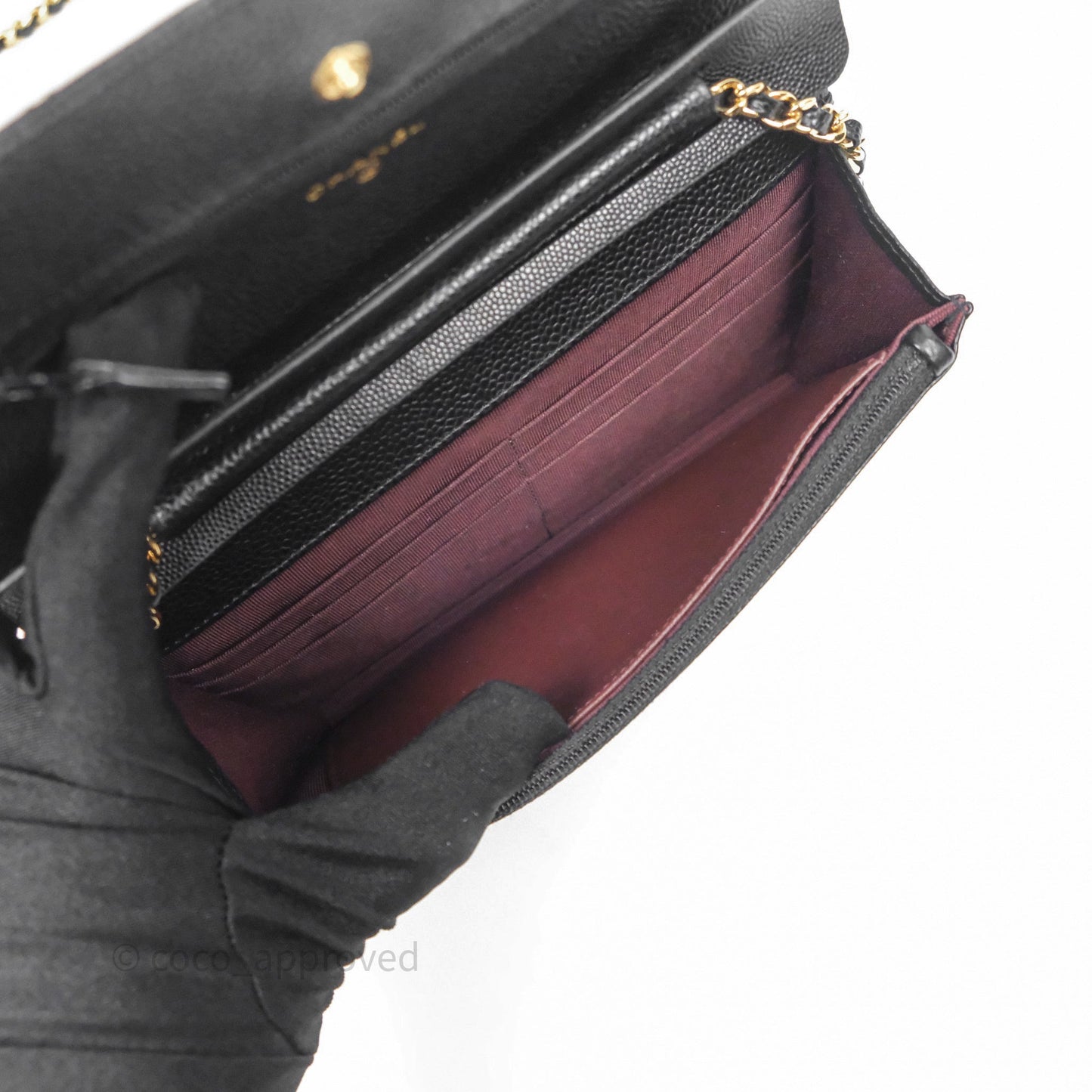 Chanel Quilted WOC Black Caviar Gold Hardware