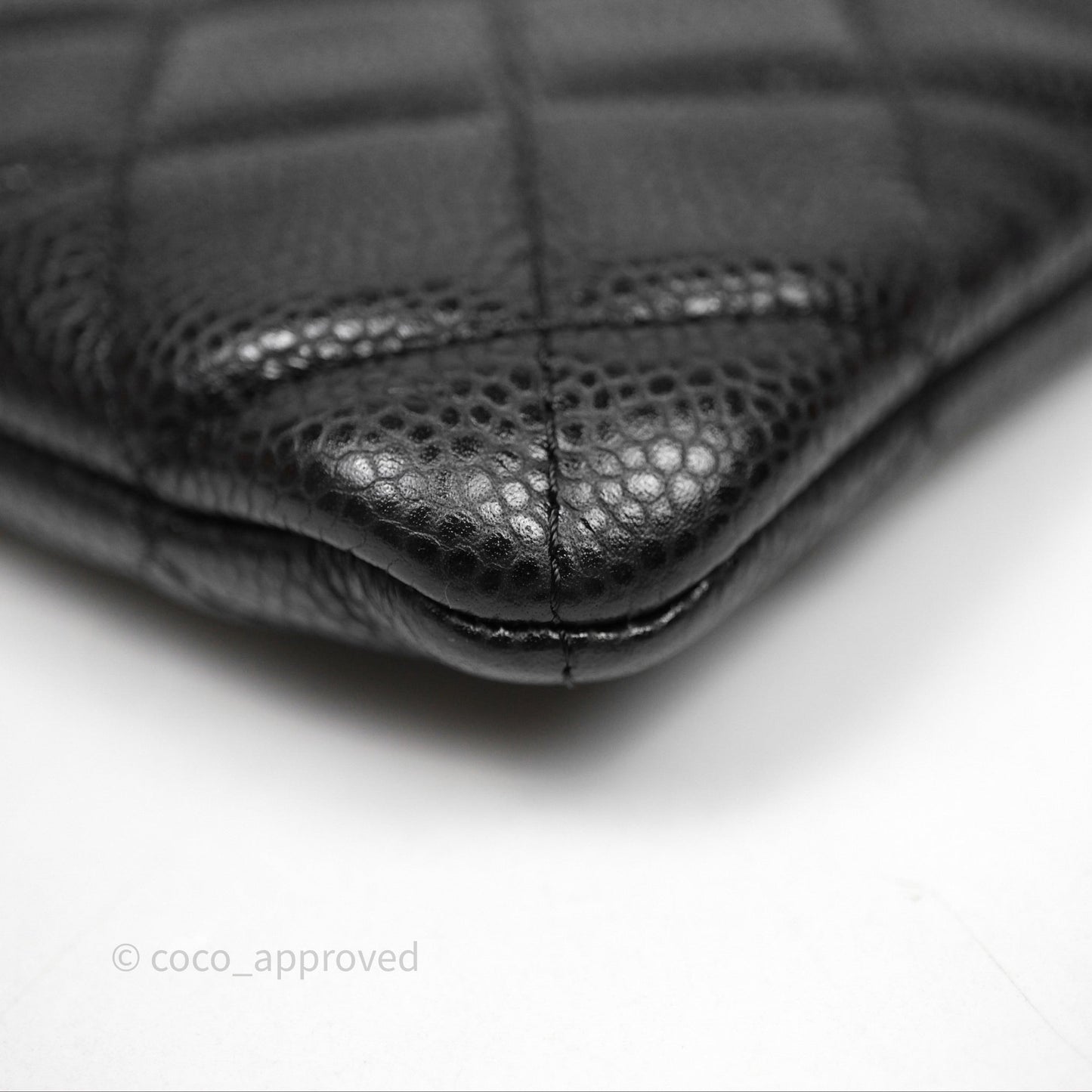 Chanel Medium Quilted O Case Black Caviar Ruthenium Hardware