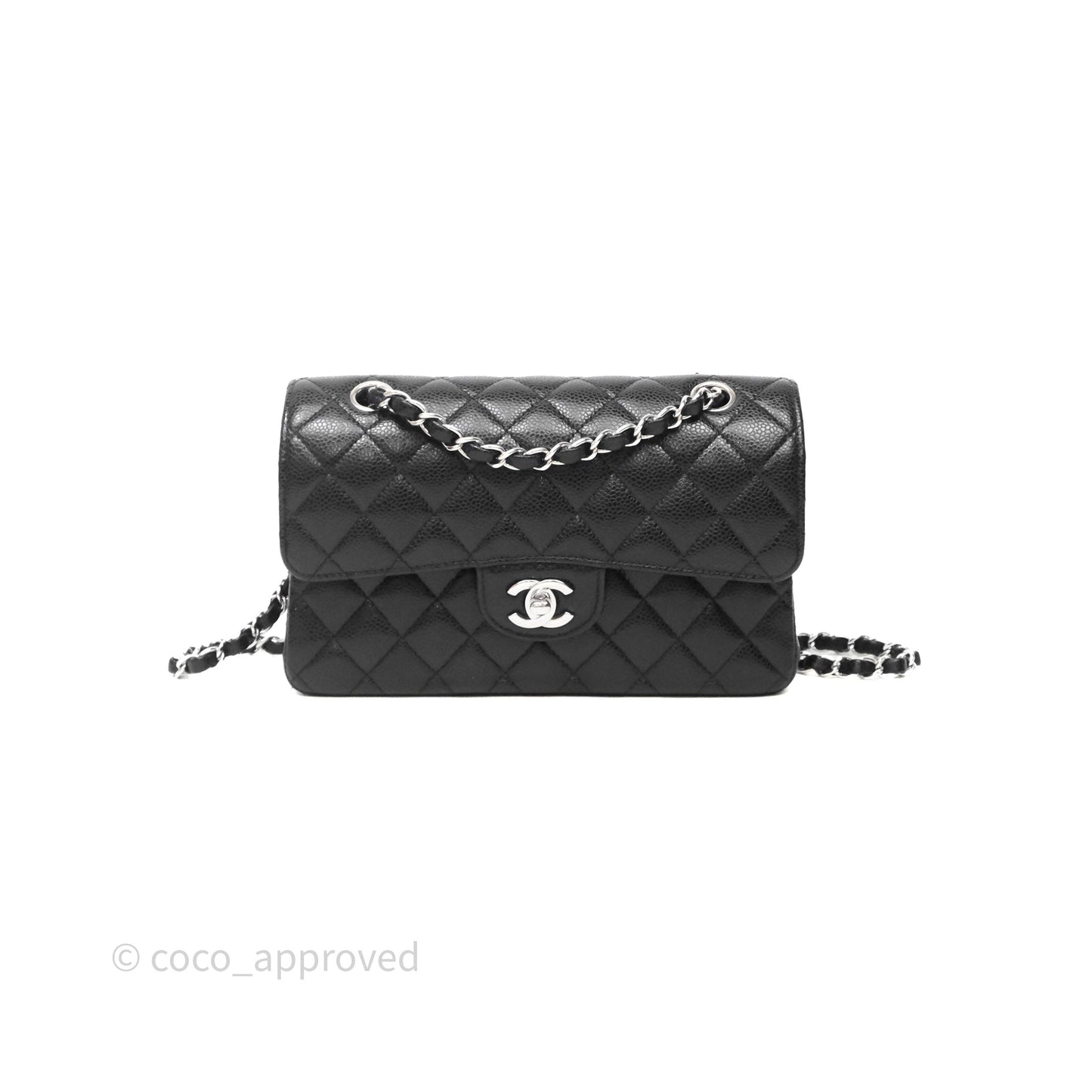 Chanel Small Classic Flap Quilted Black Caviar Silver Hardware