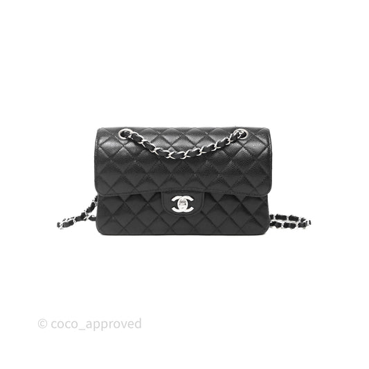 Chanel Small Classic Flap Quilted Black Caviar Silver Hardware