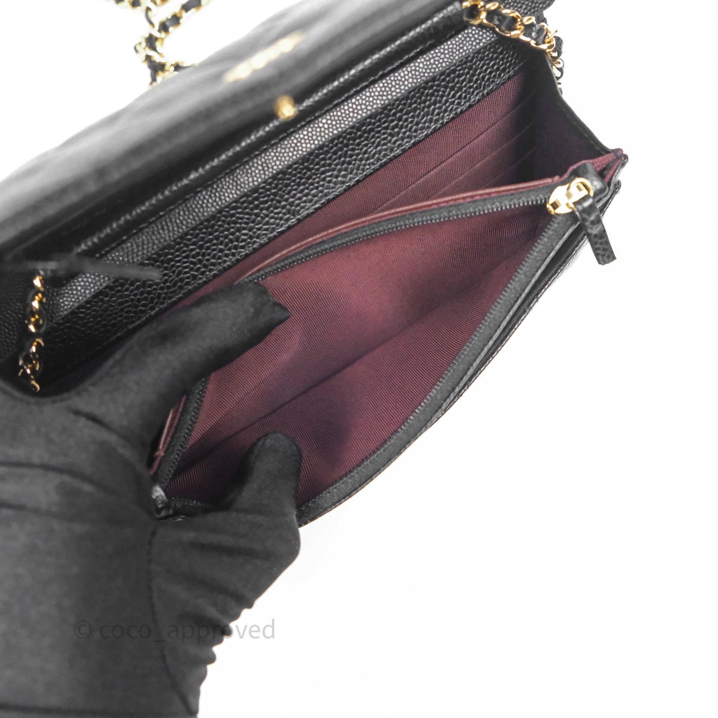Chanel Quilted WOC Black Caviar Gold Hardware