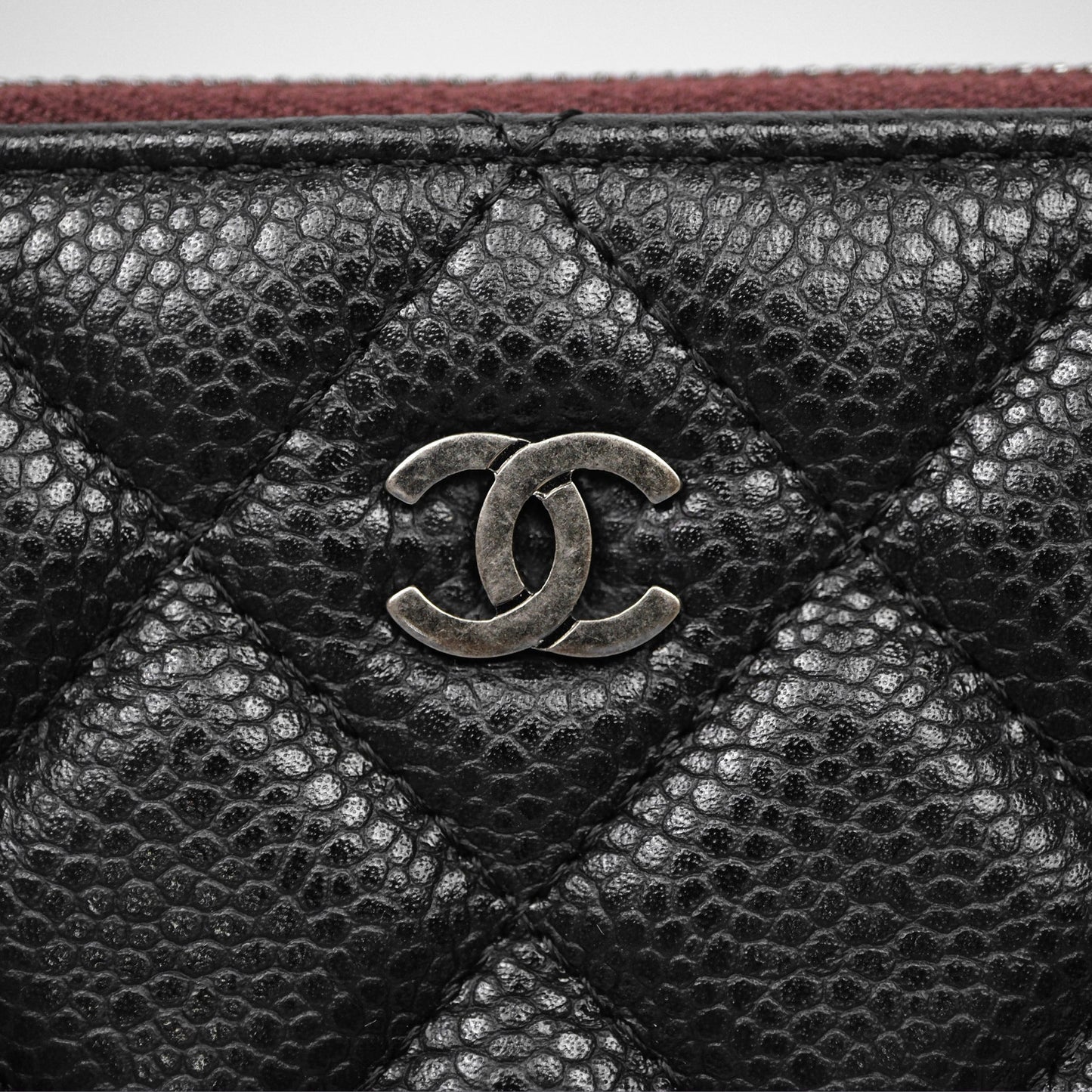 Chanel Medium Quilted O Case Black Caviar Ruthenium Hardware
