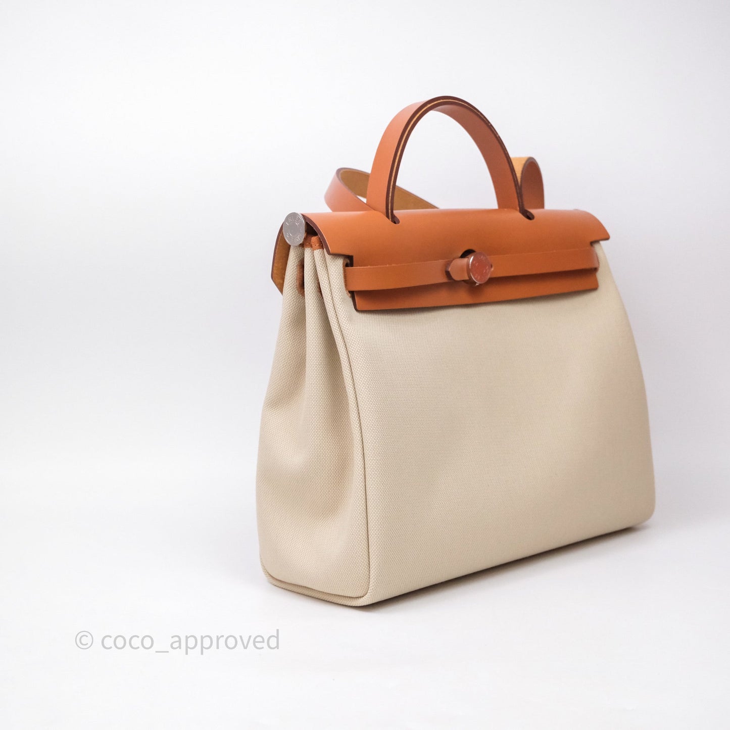 Hermès Herbag Zip 31 Retourne, Beton/Nature 8L Canvas Palladium Hardware