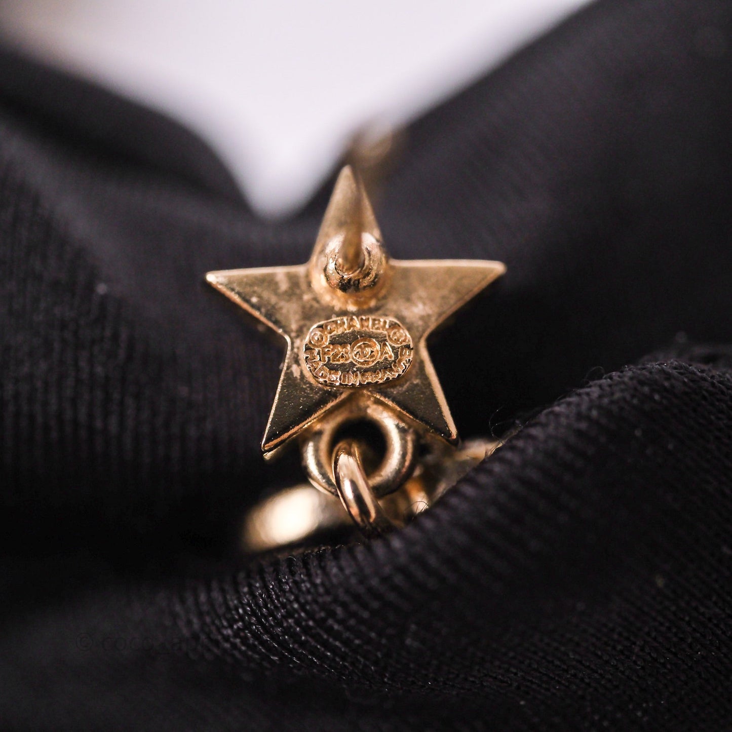 Chanel Star Drop Crystal CC Earrings Gold Tone 23A