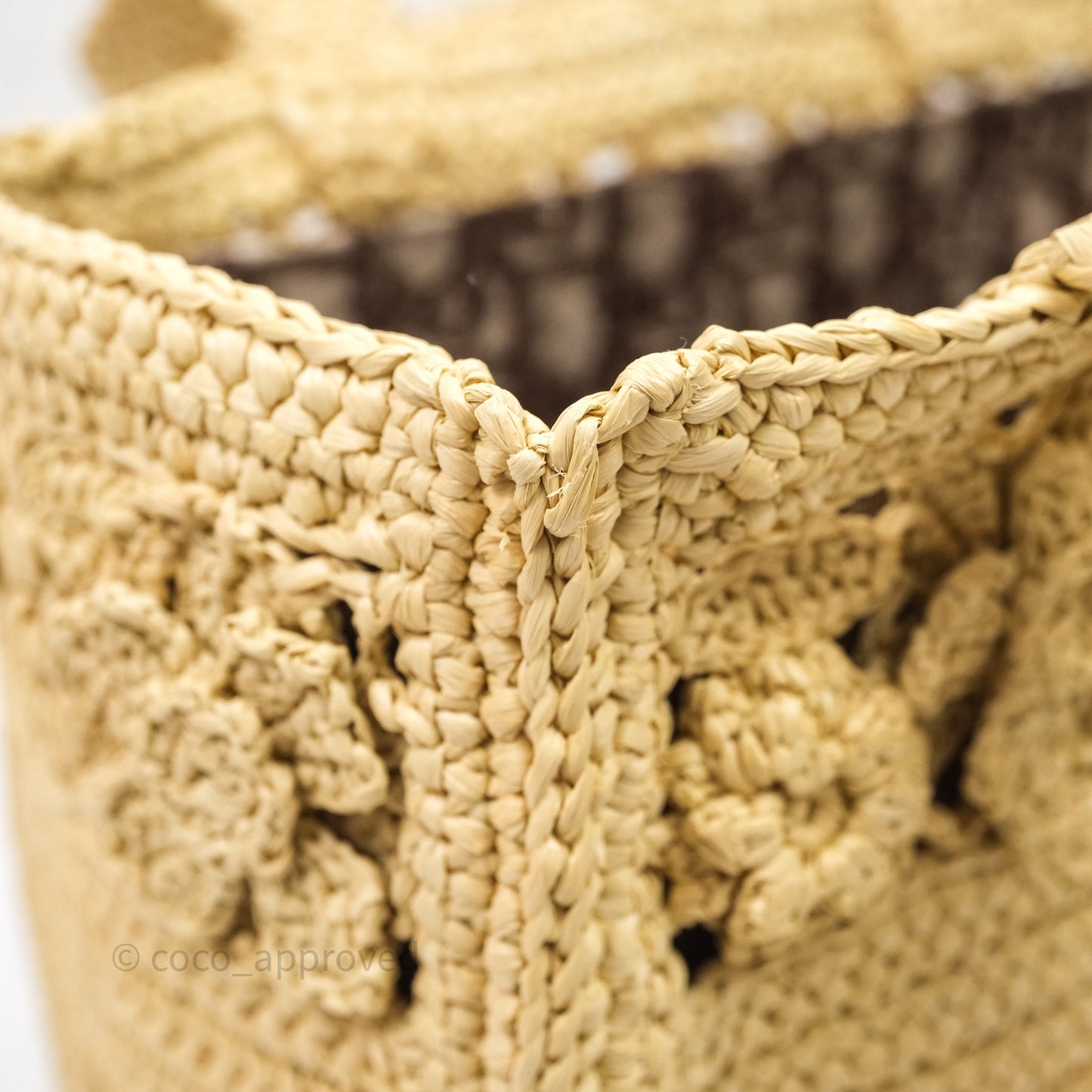 Christian Dior Floral Embellished Book Tote Bag Raffia Natural