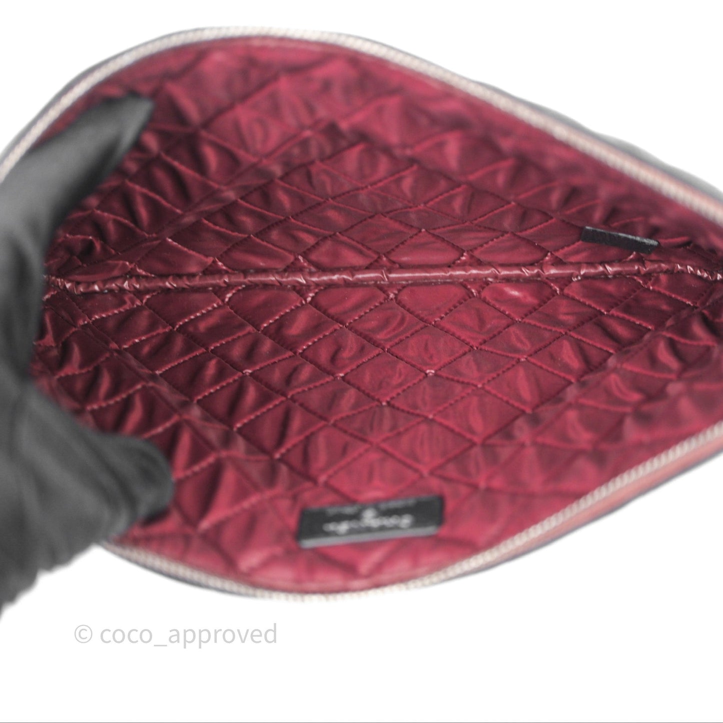 Chanel Medium Quilted O Case Black Caviar Ruthenium Hardware