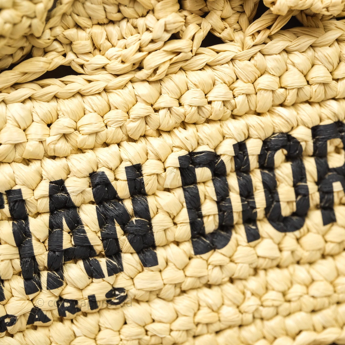 Christian Dior Floral Embellished Book Tote Bag Raffia Natural