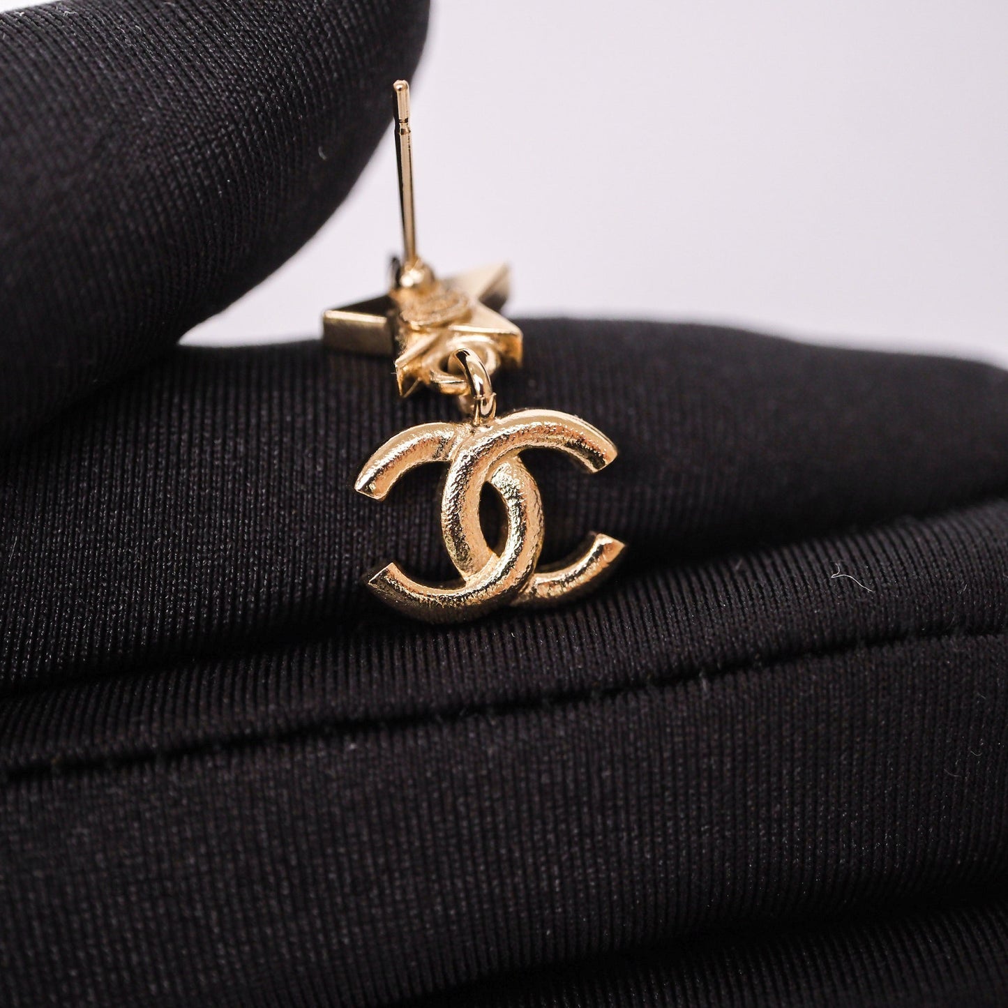 Chanel Star Drop Crystal CC Earrings Gold Tone 23A