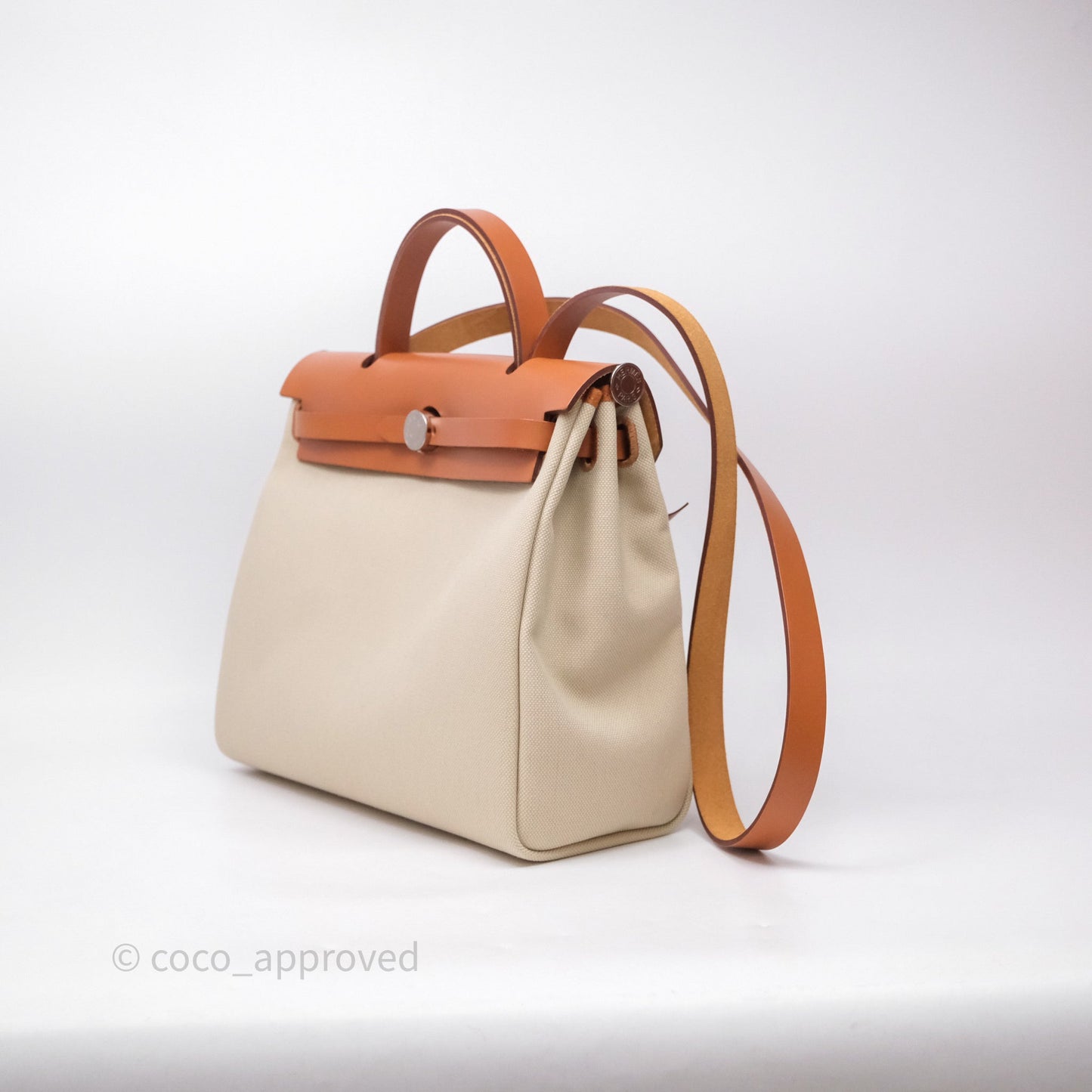 Hermès Herbag Zip 31 Retourne, Beton/Nature 8L Canvas Palladium Hardware