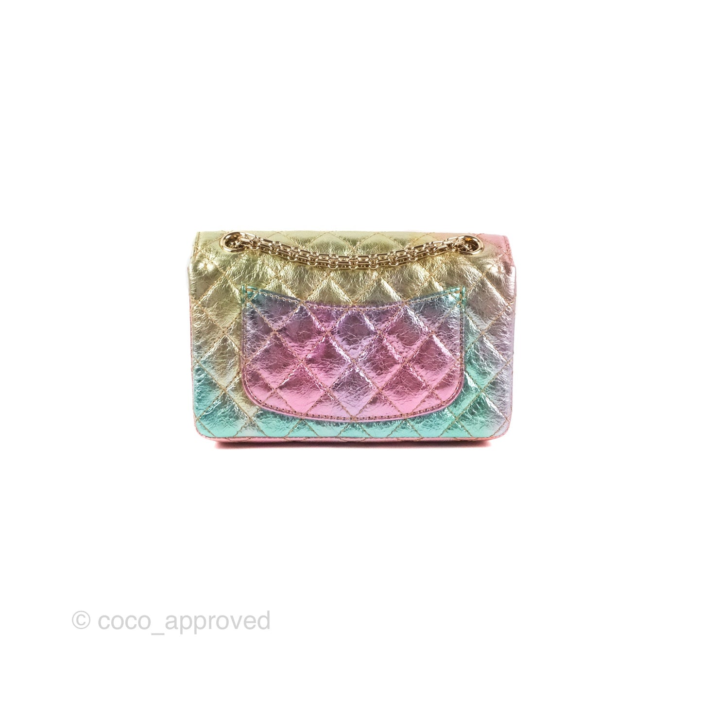 Chanel Mini Reissue 224 Metallic Rainbow Crumpled Calfskin Gold Hardware