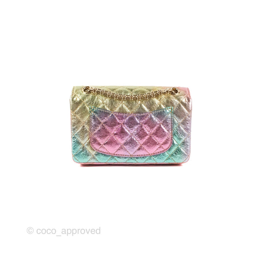 Chanel Mini Reissue 224 Metallic Rainbow Crumpled Calfskin Gold Hardware