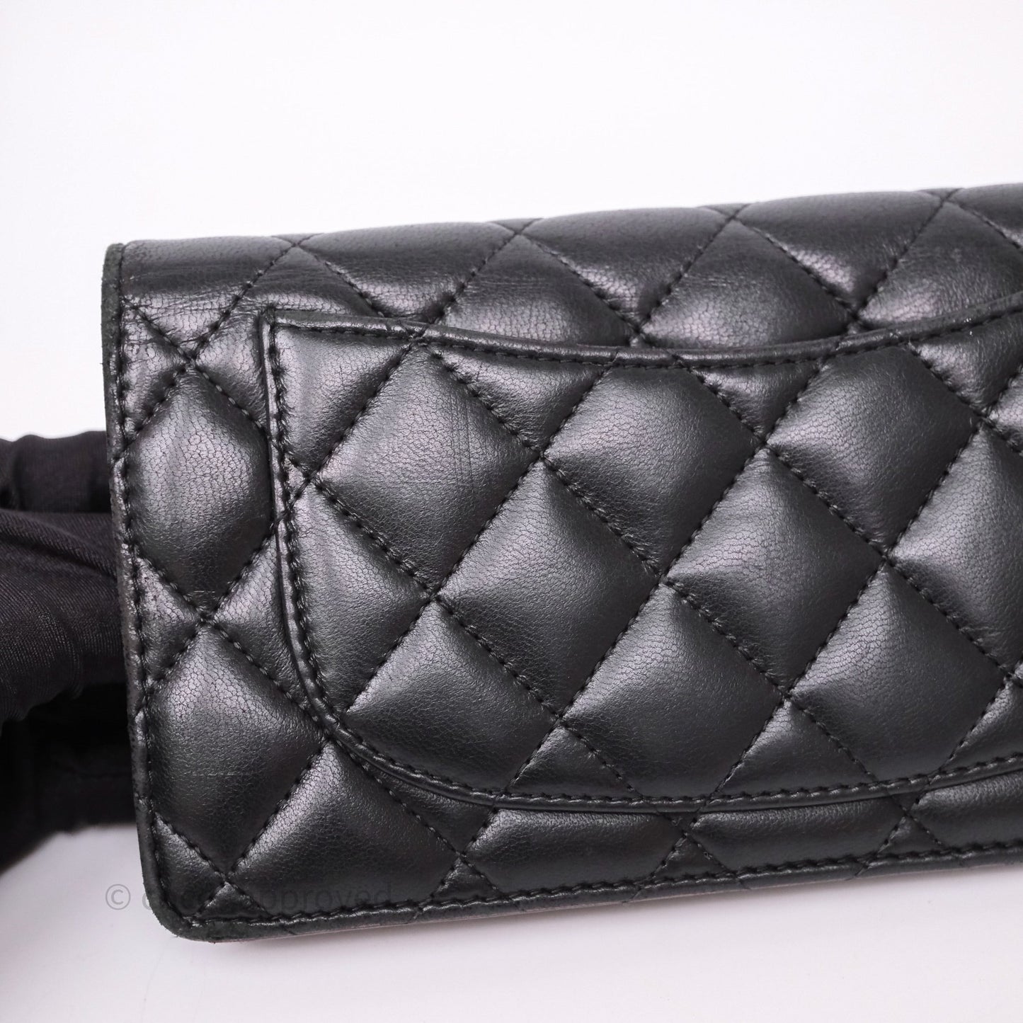 Chanel Classic Quilted Long Wallet Black Lambskin Silver Hardware