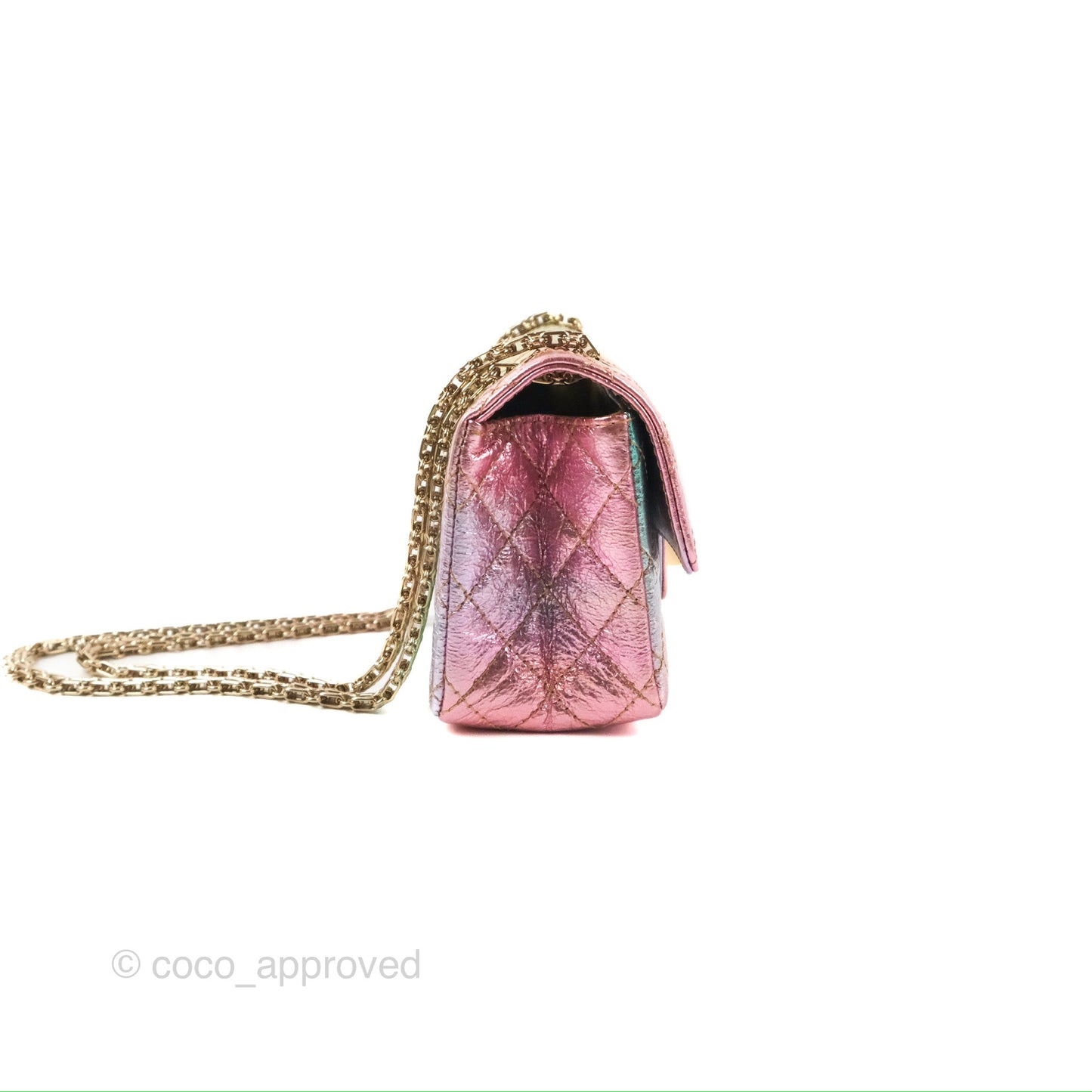 Chanel Mini Reissue 224 Metallic Rainbow Crumpled Calfskin Gold Hardware