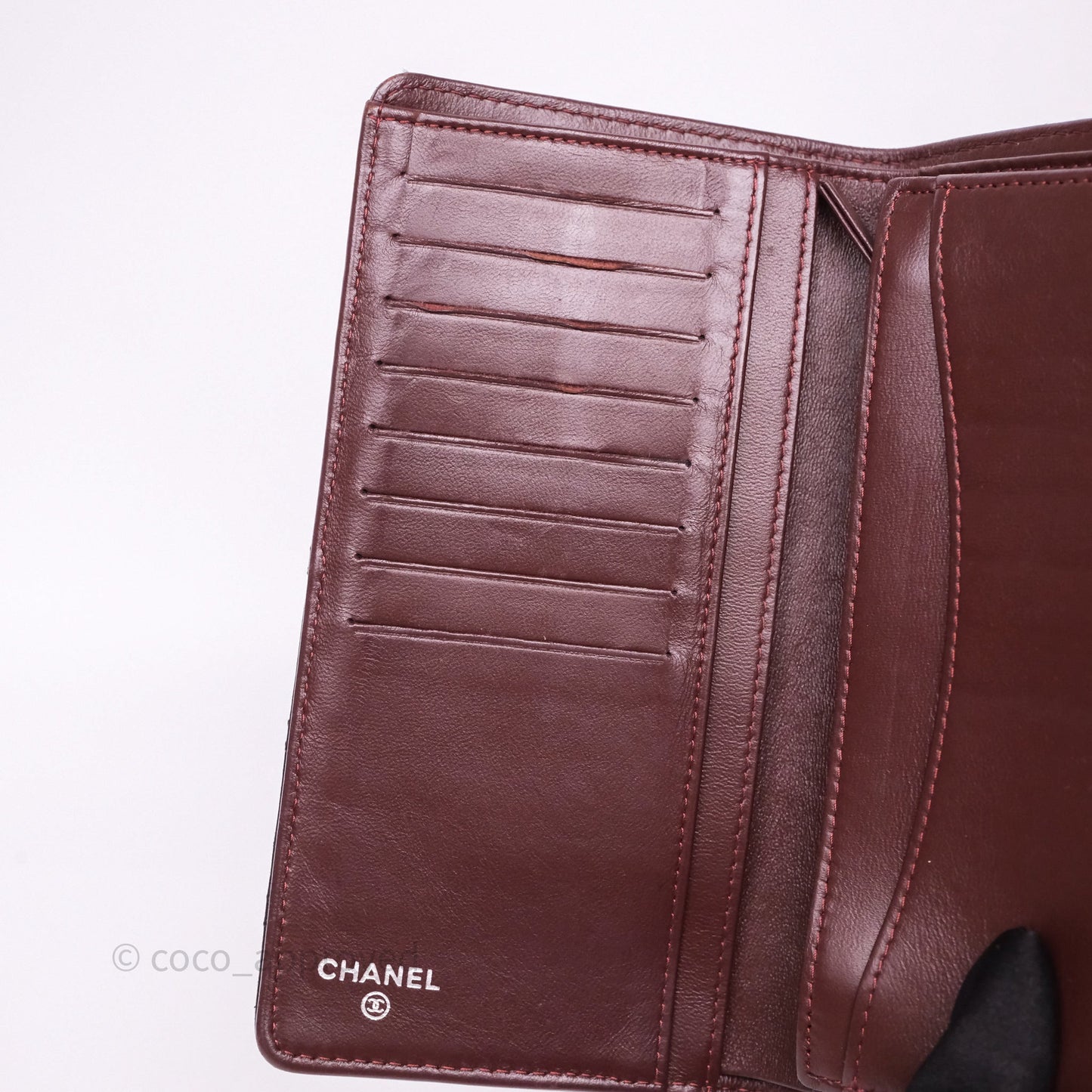 Chanel Classic Quilted Long Wallet Black Lambskin Silver Hardware
