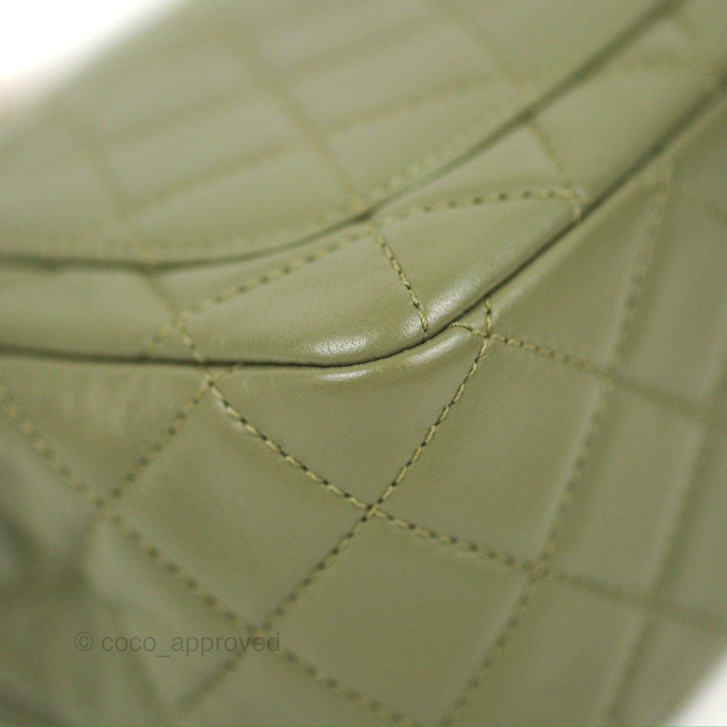 Chanel Pearl Crush Mini Square Quilted Olive Green Lambskin Aged Gold Hardware