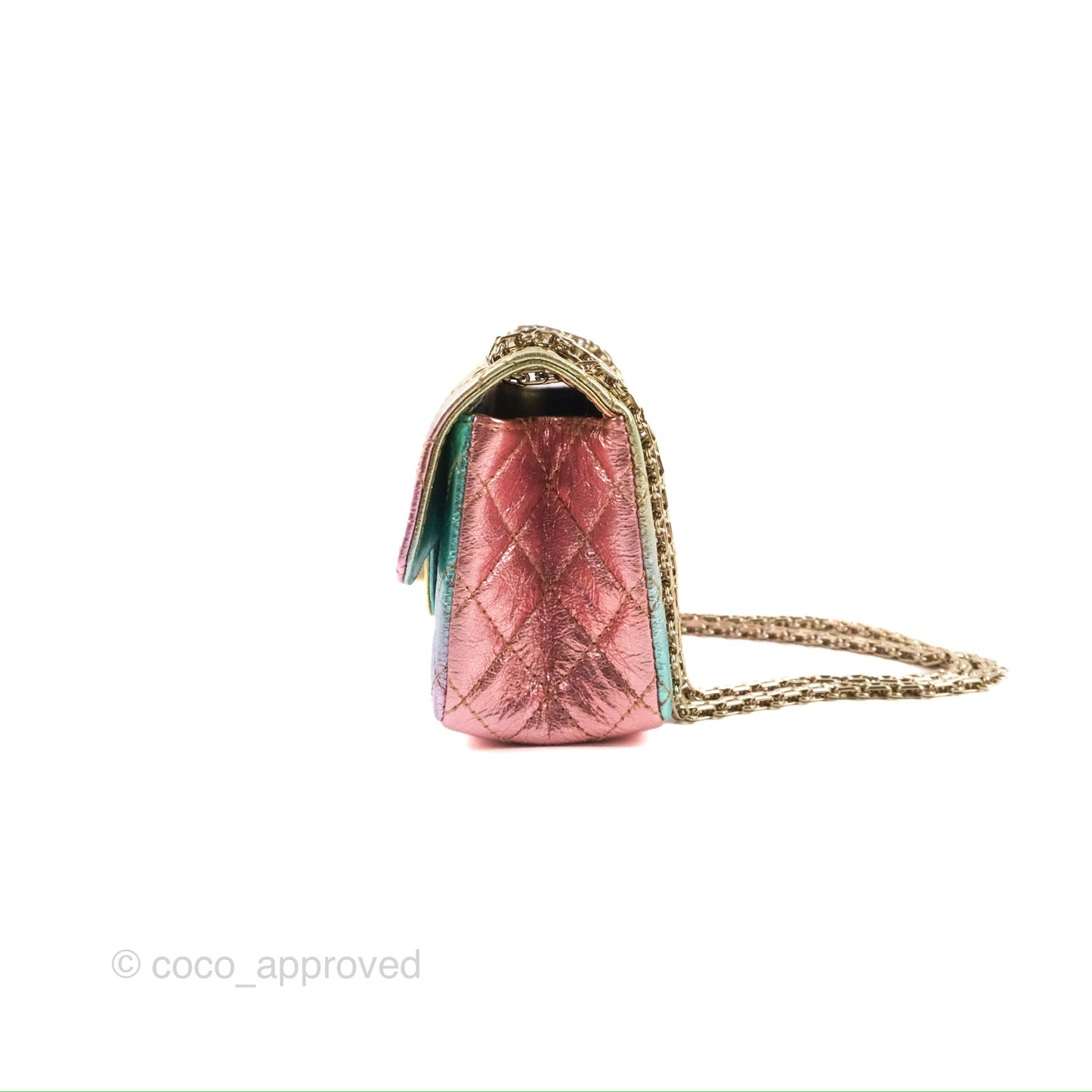 Chanel Mini Reissue 224 Metallic Rainbow Crumpled Calfskin Gold Hardware