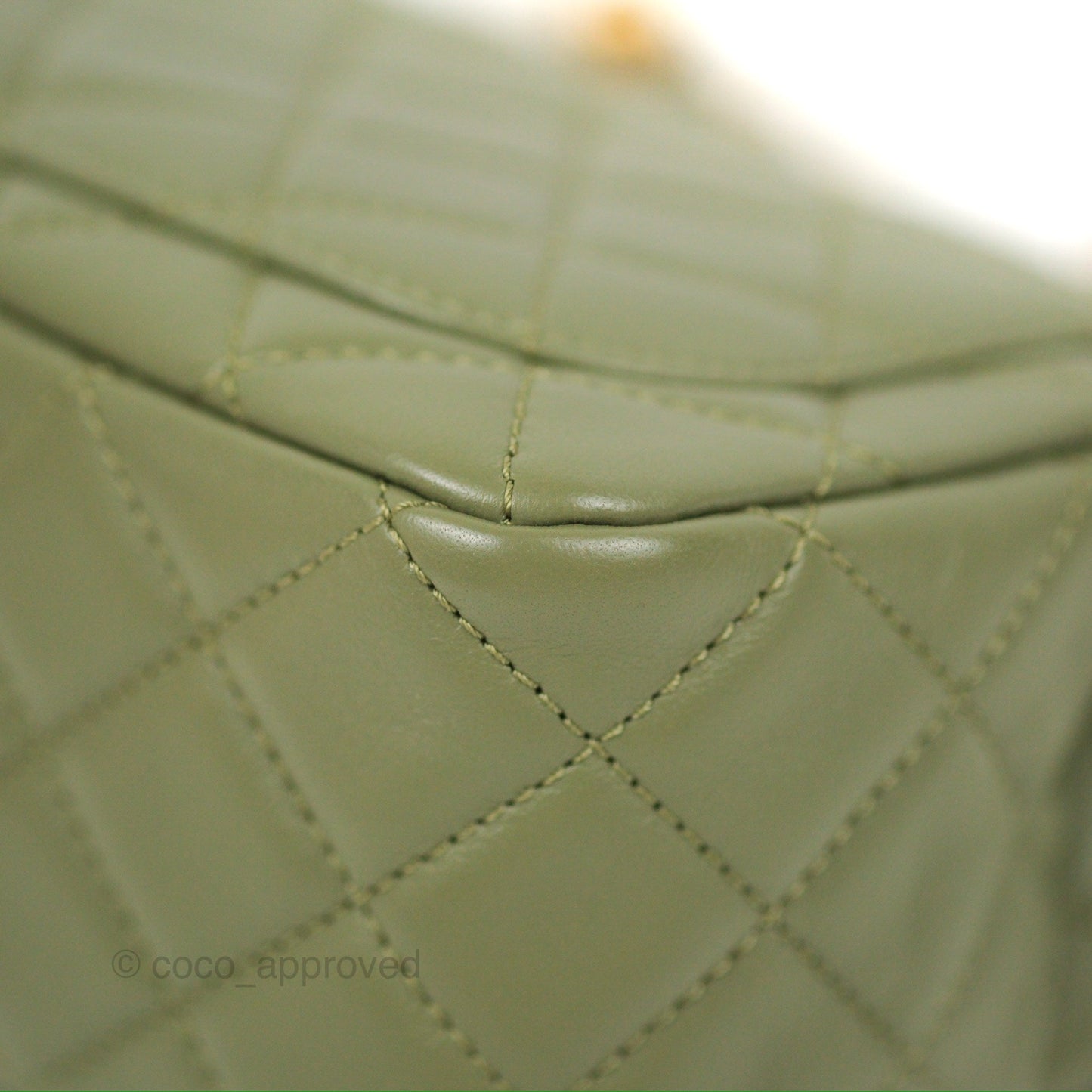 Chanel Pearl Crush Mini Square Quilted Olive Green Lambskin Aged Gold Hardware