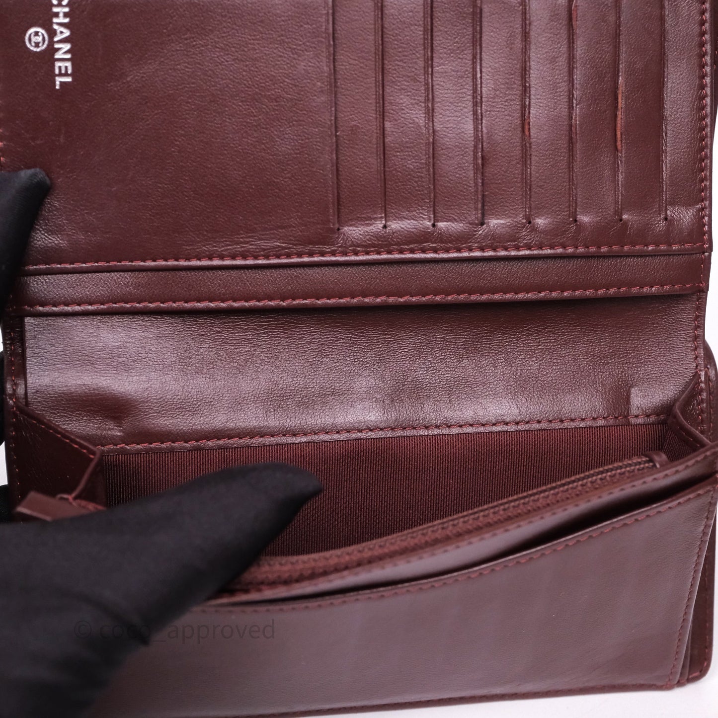 Chanel Classic Quilted Long Wallet Black Lambskin Silver Hardware