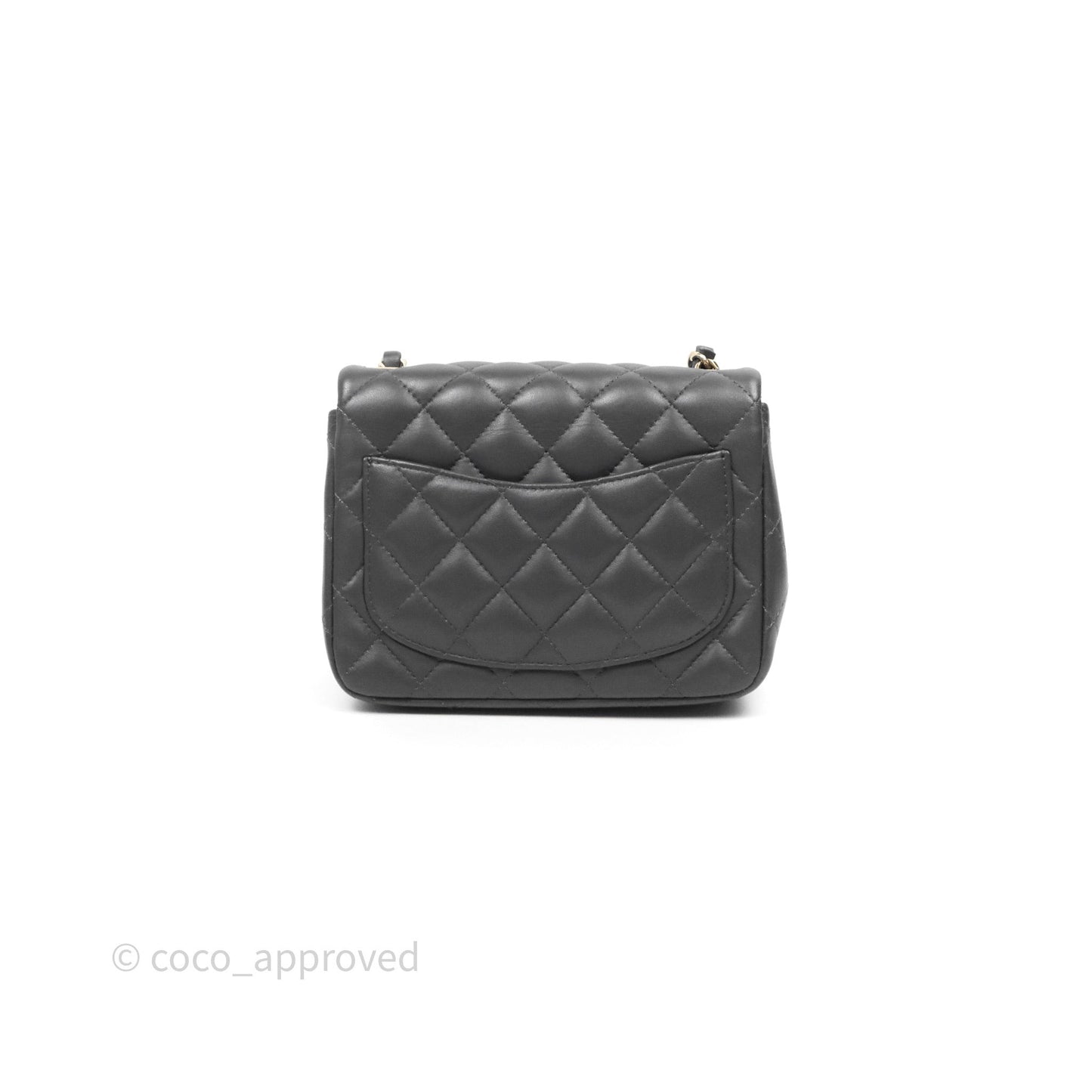 Chanel Mini Square Flap Quilted Grey Lambskin Gold Hardware