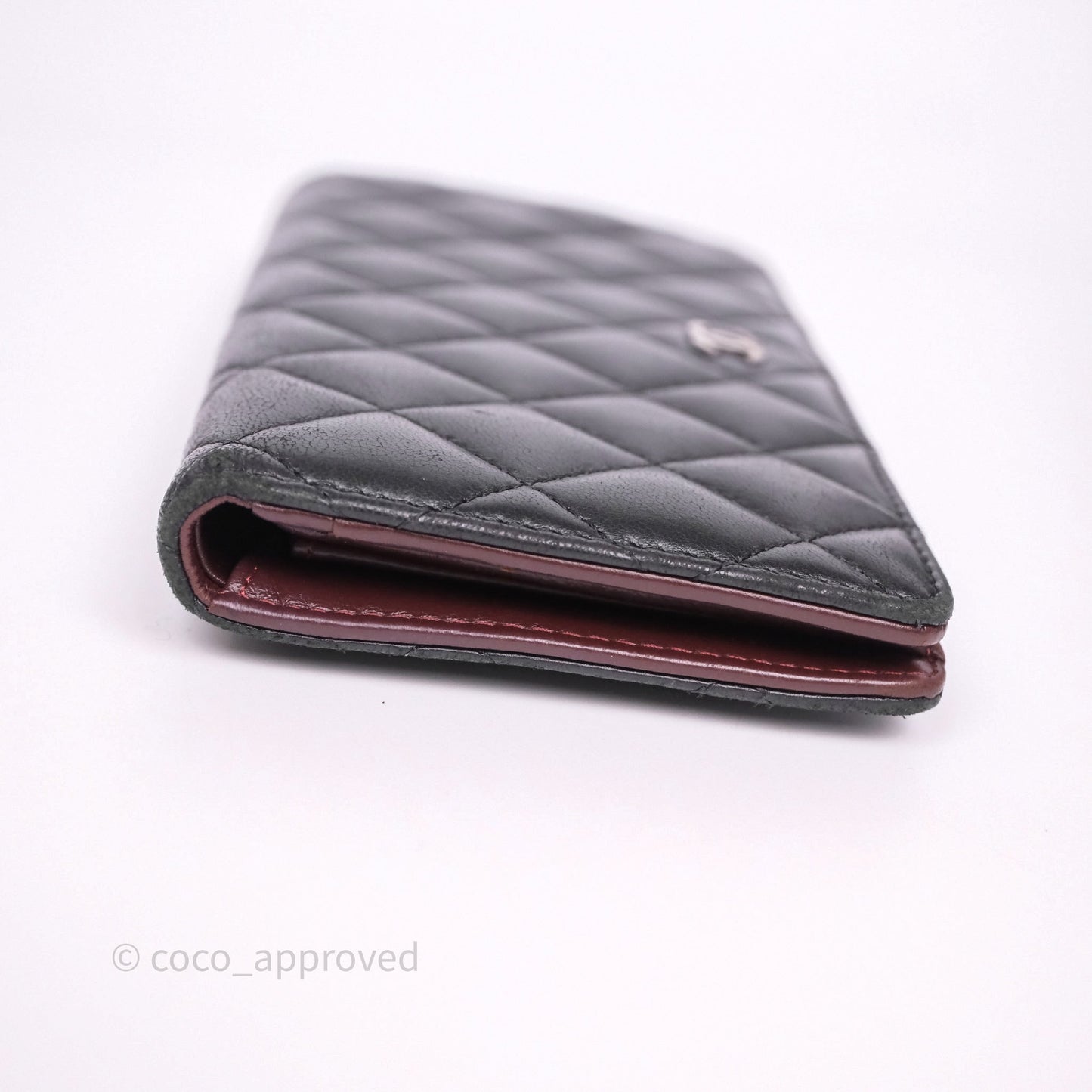 Chanel Classic Quilted Long Wallet Black Lambskin Silver Hardware