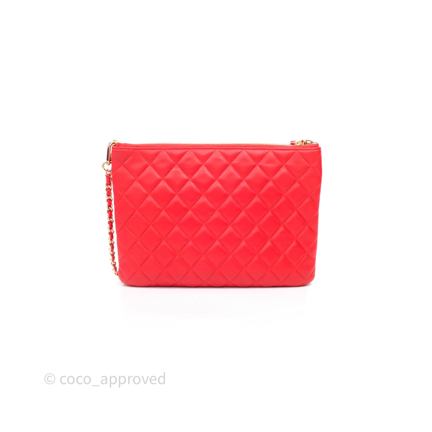 Chanel Flap O Case Clutch Red Lambskin Gold Hardware