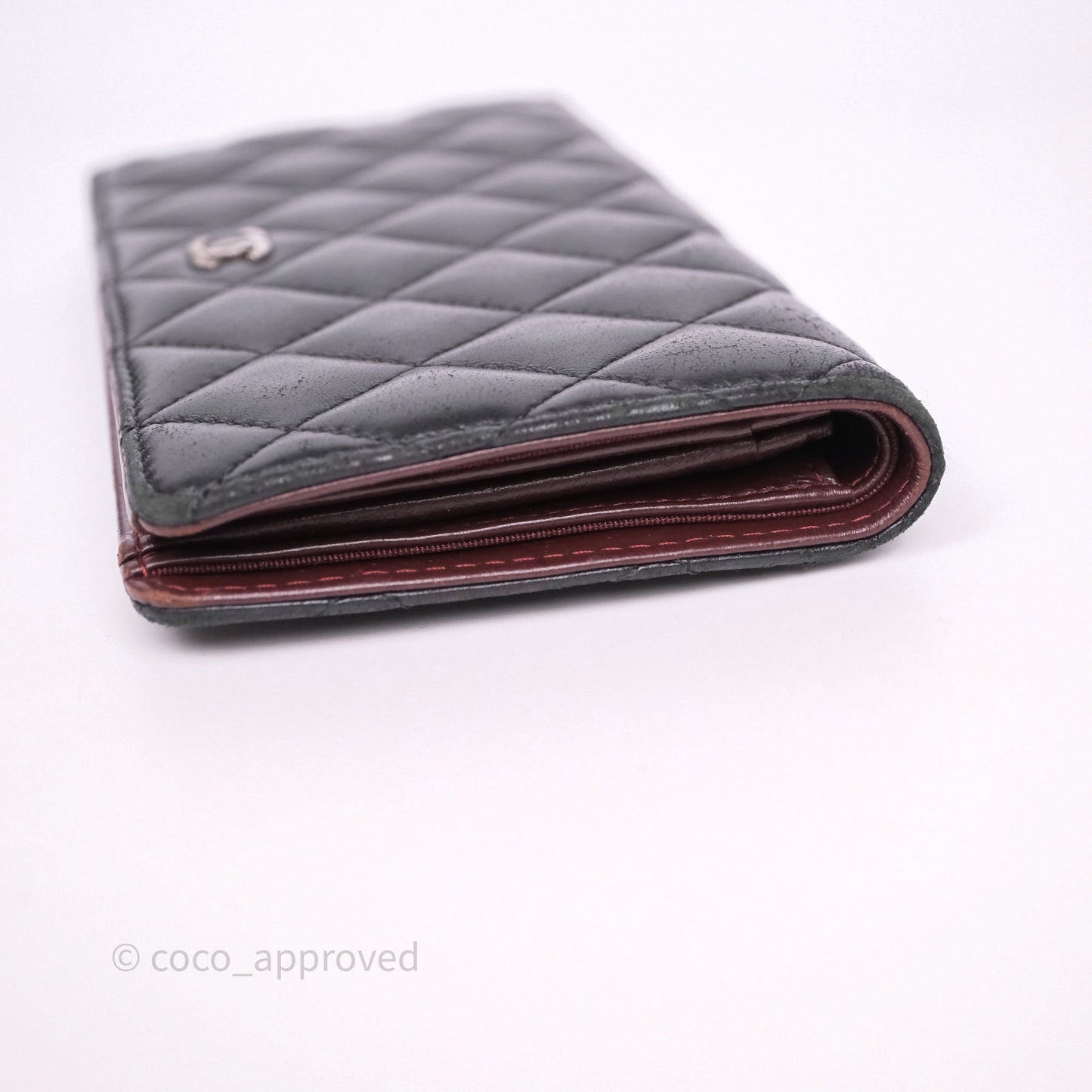 Chanel Classic Quilted Long Wallet Black Lambskin Silver Hardware